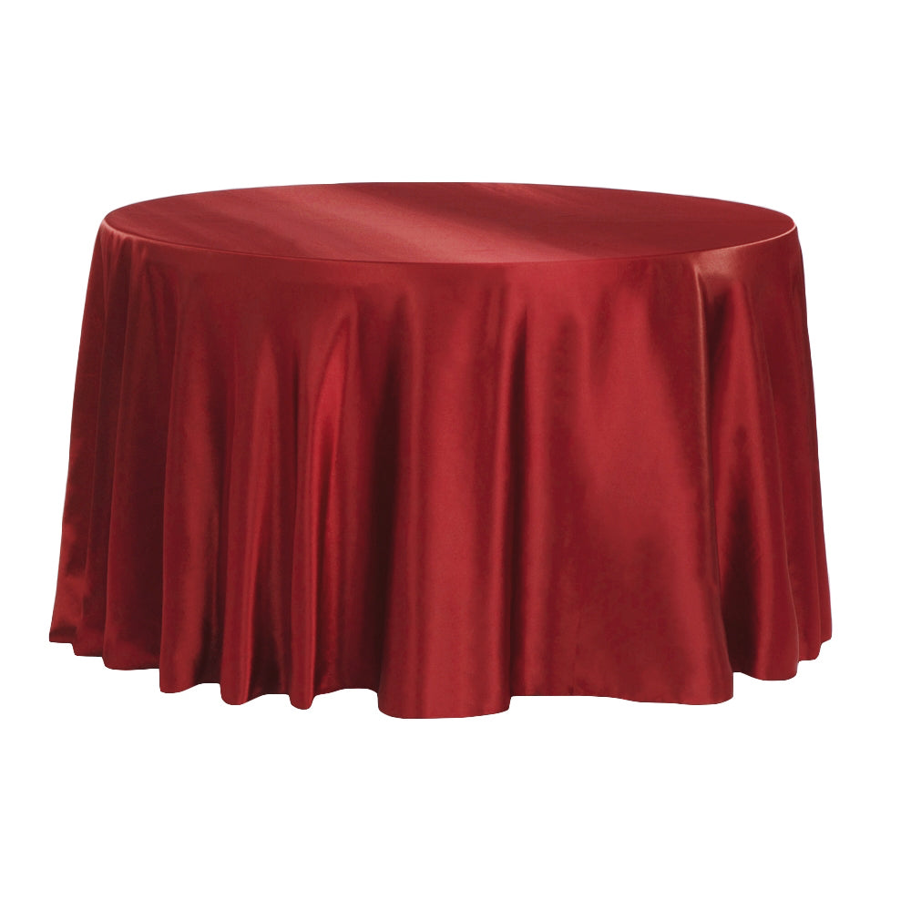 Satin 132" Round Tablecloth - Burgundy - CV Linens