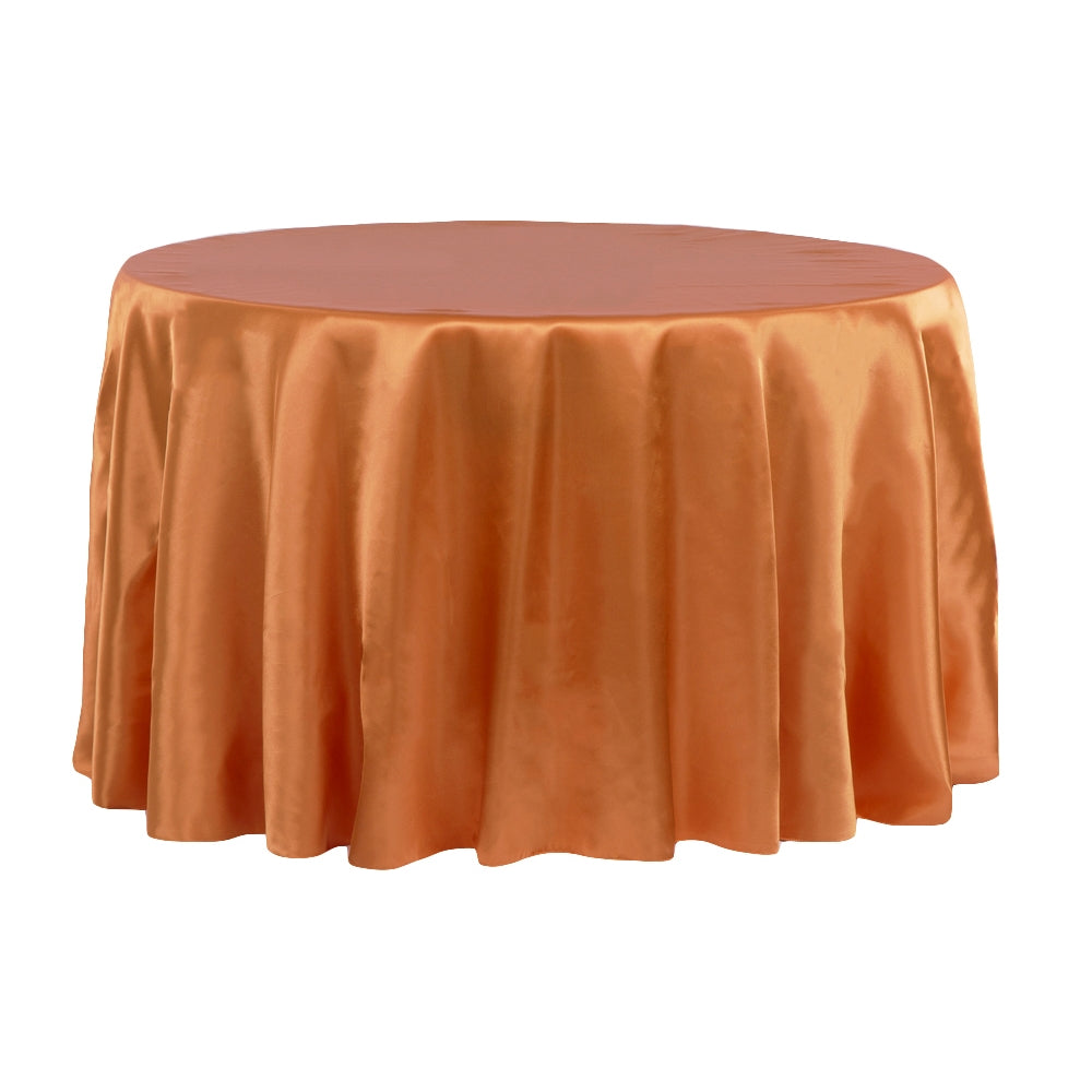 Satin 108" Round Tablecloth - Burnt Orange - CV Linens