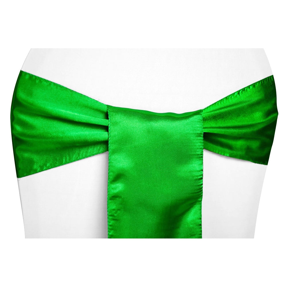 Standard Satin Chair Sash - Kelly Green - CV Linens