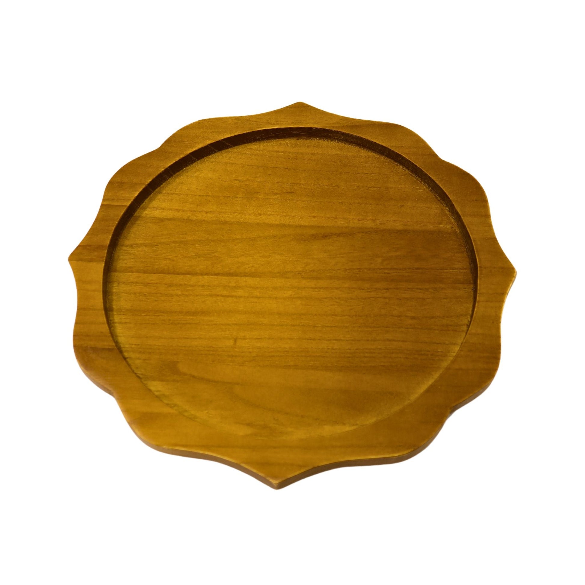 Scalloped Rustic Wood Charger Plate (4pc/pk)