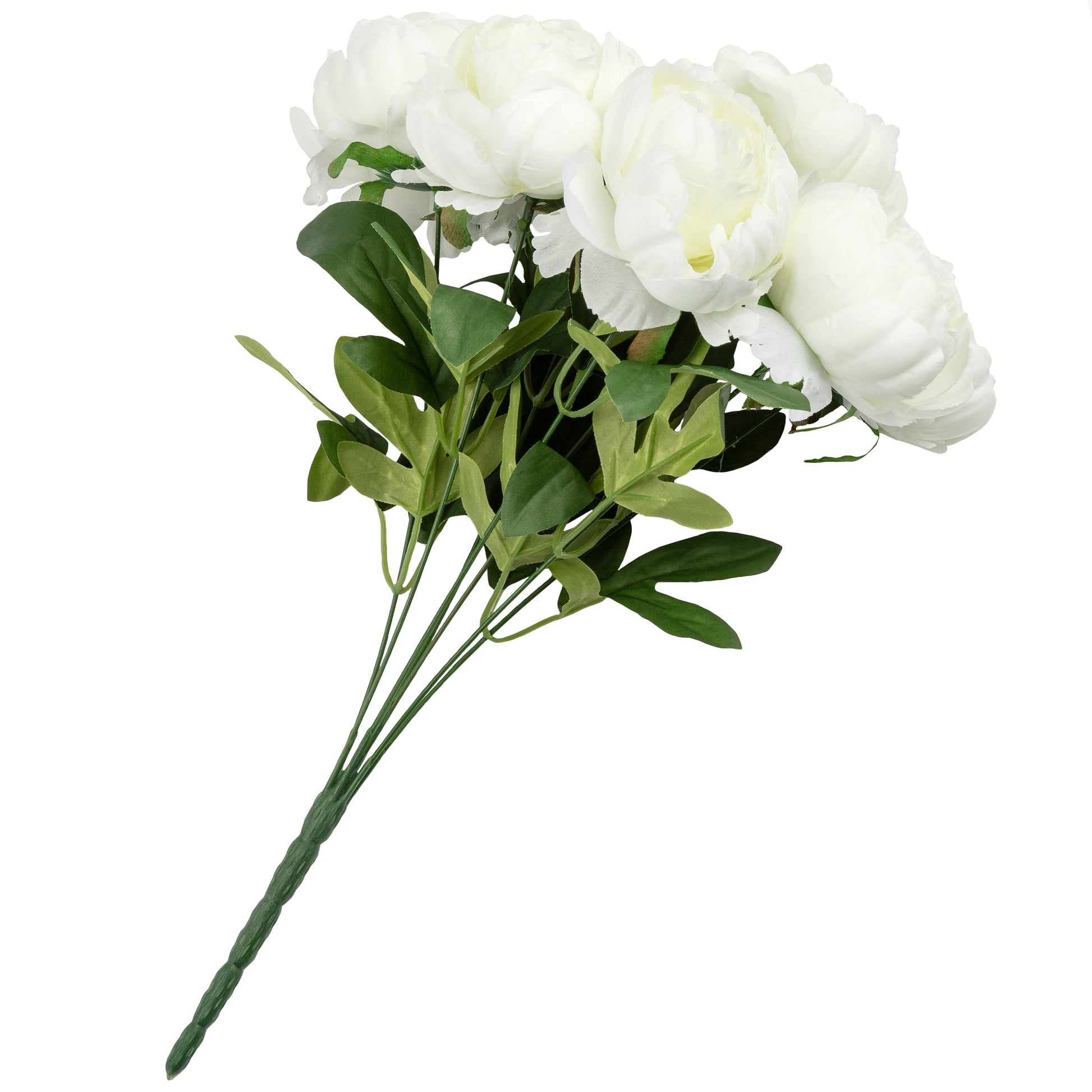 Silk Artificial Peony Flower Bush Bundle - Ivory - CV Linens