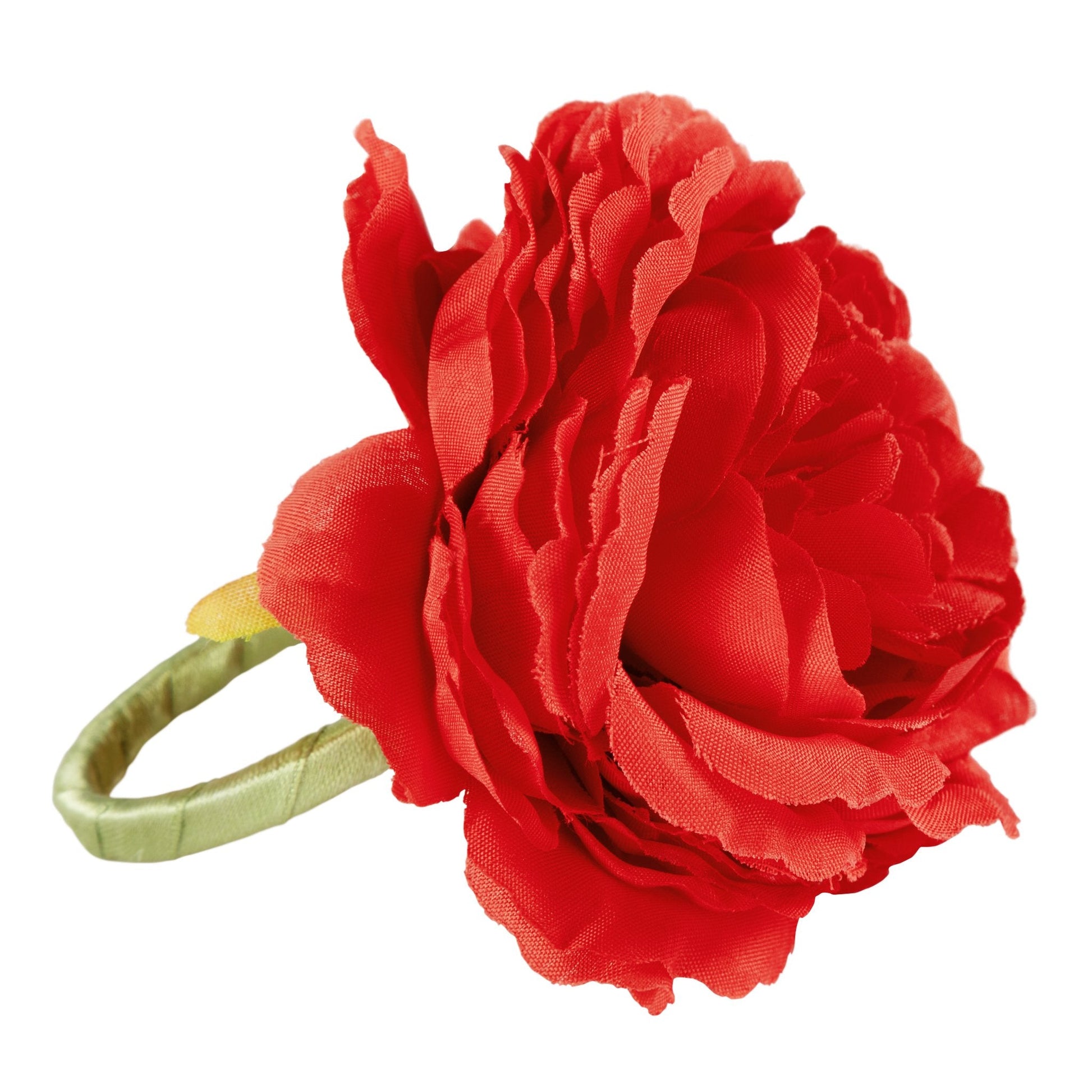 Silk Peony Flower Napkin Ring Holder (10 Count)- Red - CV Linens
