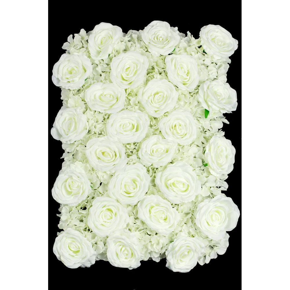 Silk Roses/Hydrangeas Flower Wall Backdrop Panel - Cream - CV Linens