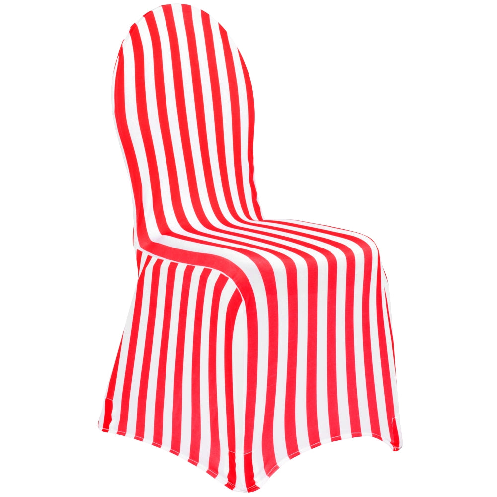 Stripe Spandex Banquet Chair Cover - Red & White - CV Linens