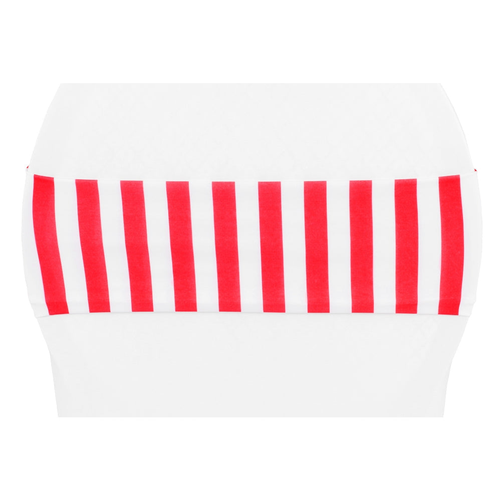 Stripe Spandex Chair Band - Red & White - CV Linens