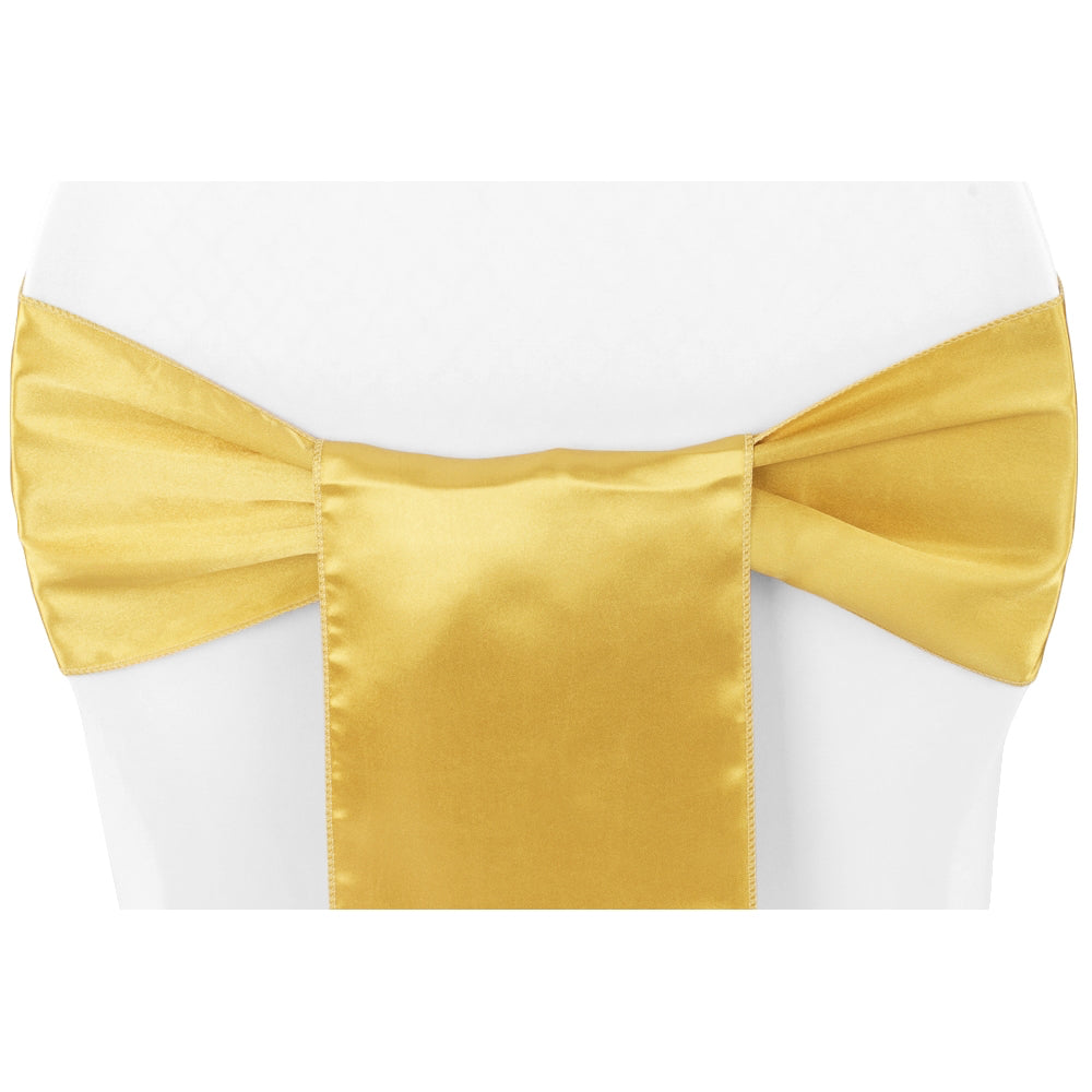 Standard Satin Chair Sash - Bright Gold - CV Linens