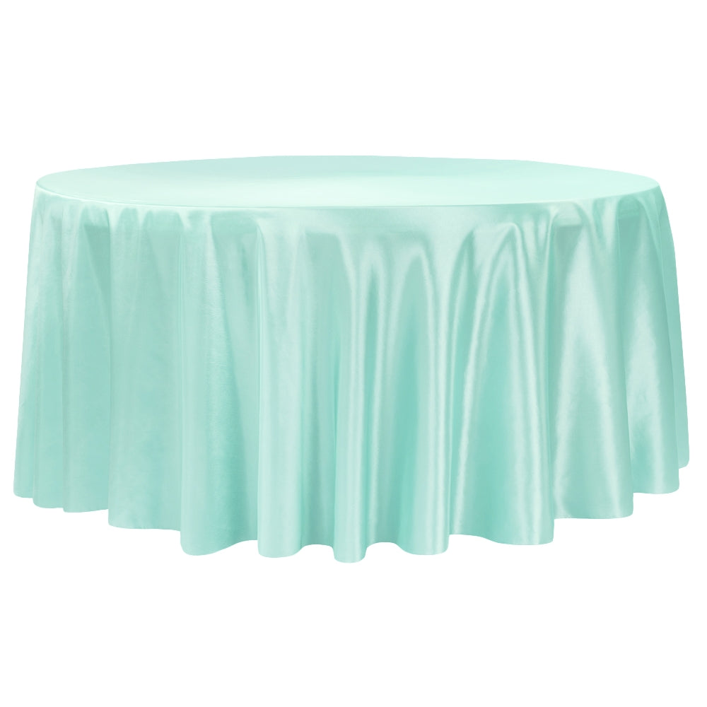 Taffeta Tablecloth 120" Round - Turquoise - CV Linens
