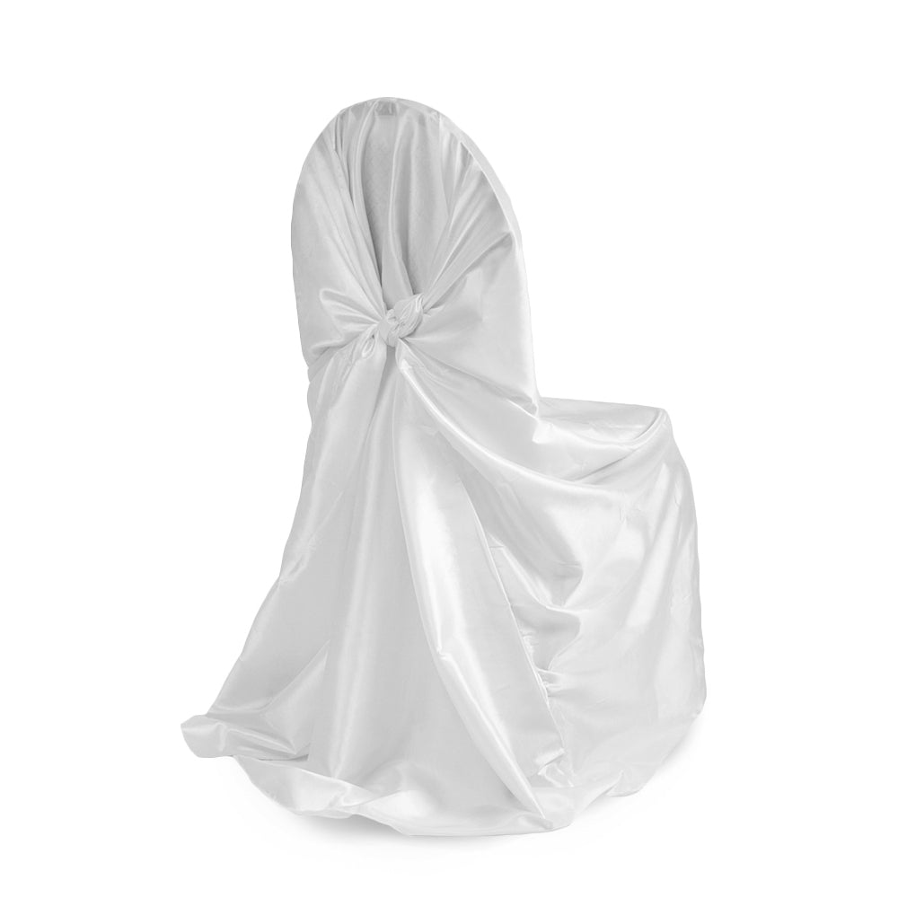 Taffeta Universal Self Tie Chair Cover - White - CV Linens