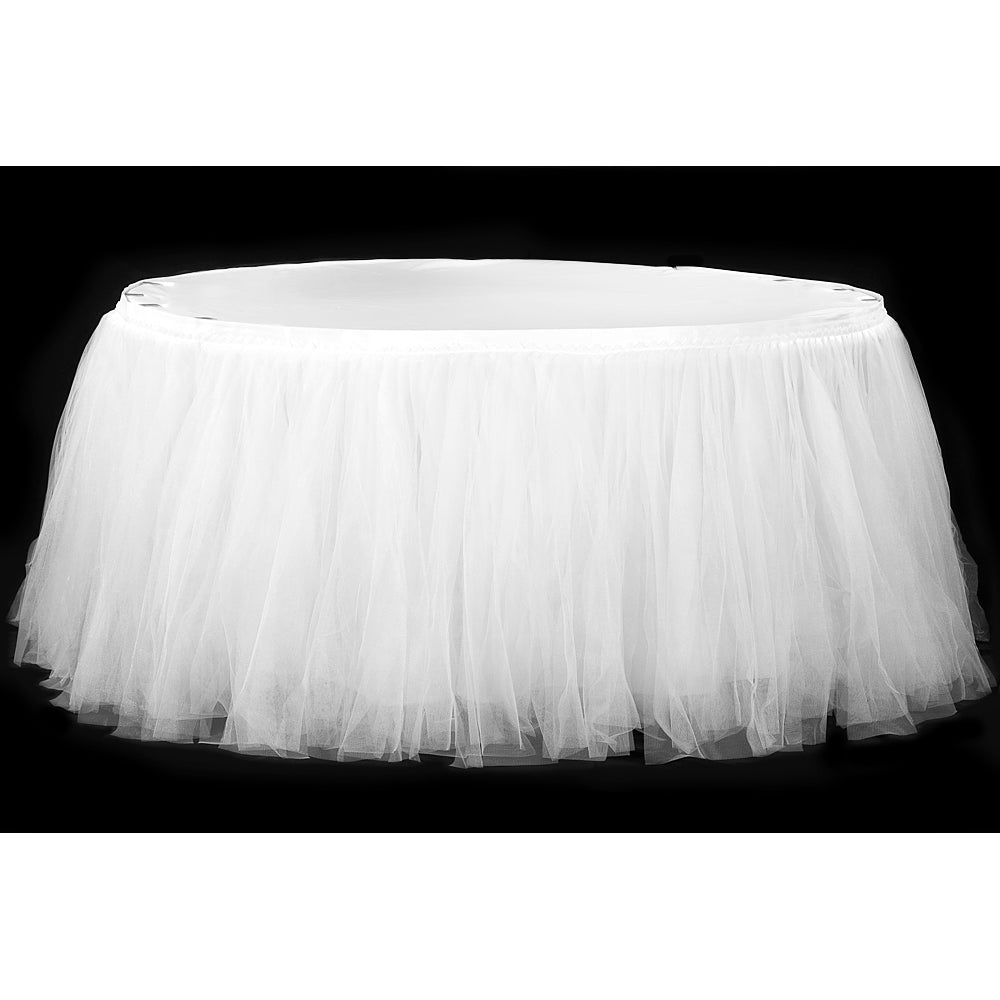 Tulle Tutu 21ft Table Skirt - White - CV Linens