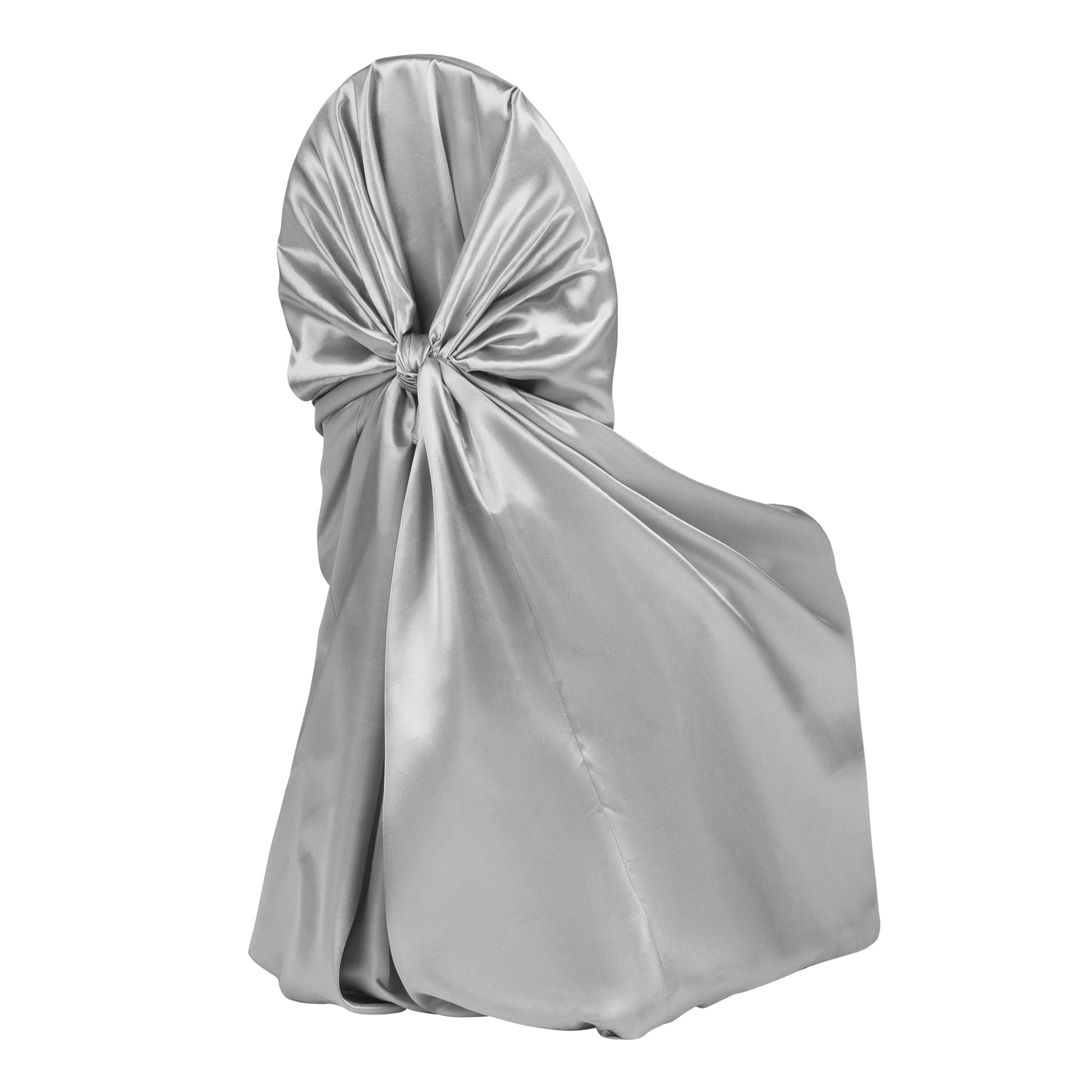 Universal Satin Self Tie Chair Cover - Silver - CV Linens