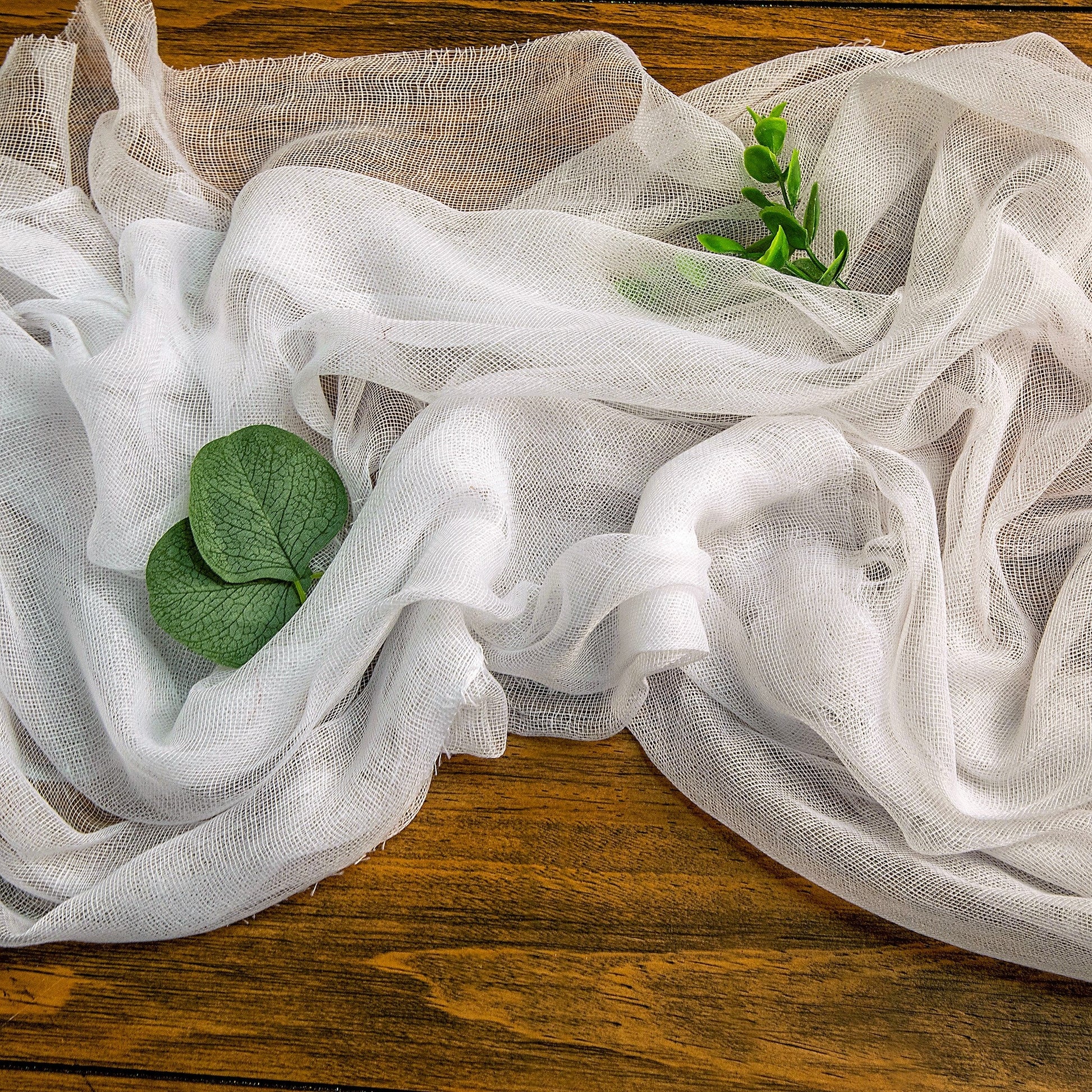 White Cheesecloth Table Runner