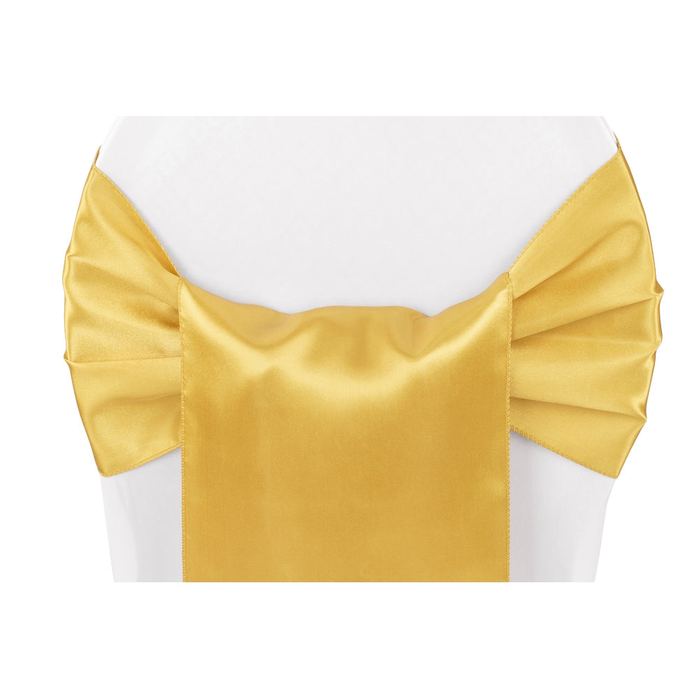 Wide Satin Chair Sash - Bright Gold - CV Linens