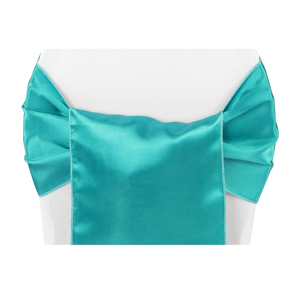 Wide Satin Chair Sash - Dark Turquoise - CV Linens