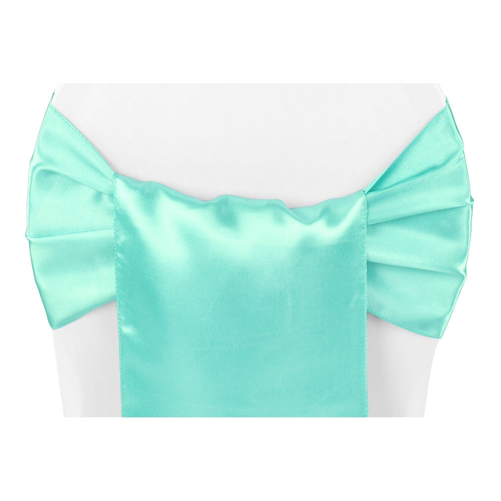 Wide Satin Chair Sash - Light Turquoise - CV Linens