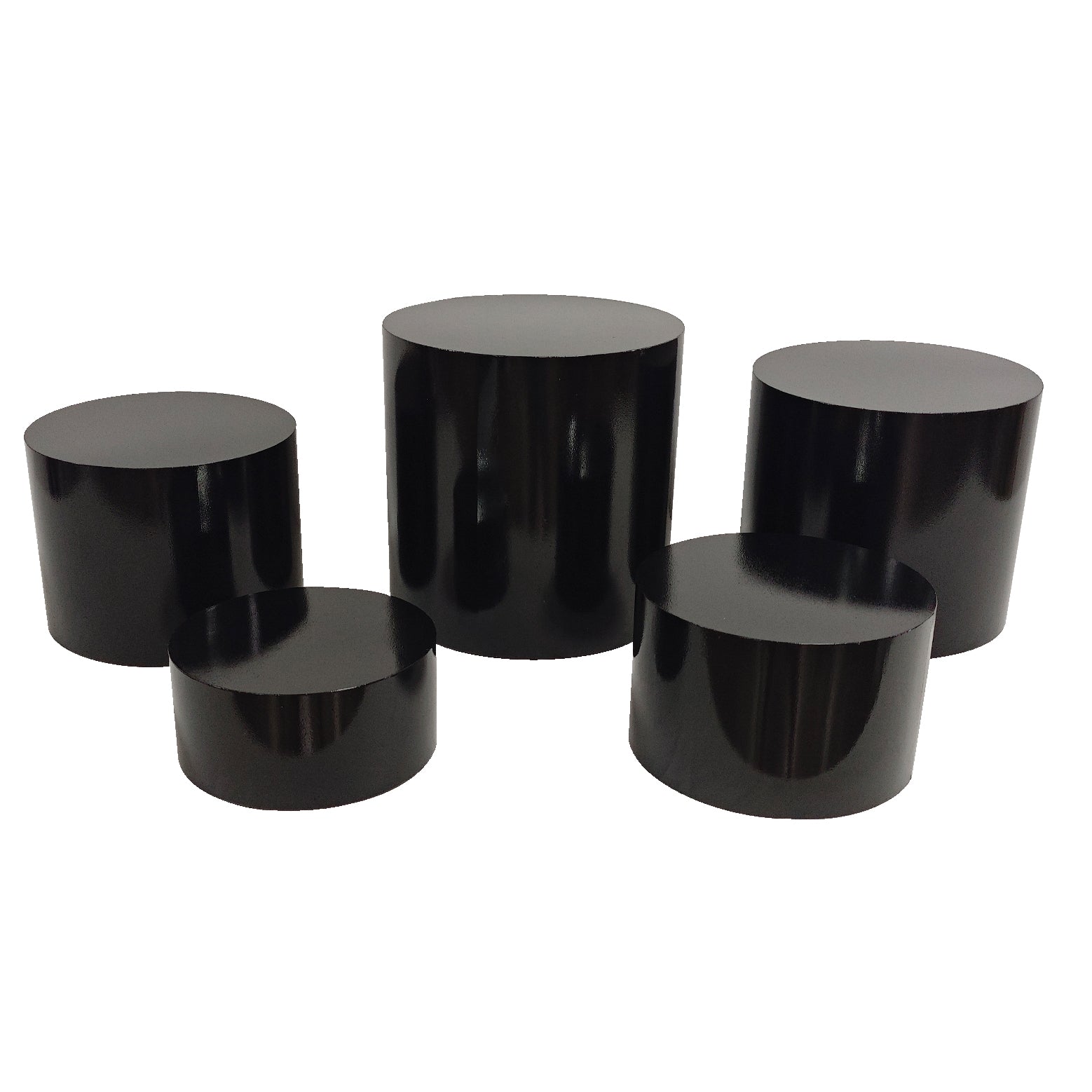 Black Cylinder Round Pedestal Cake/Dessert Display Stands 5 pcs/set