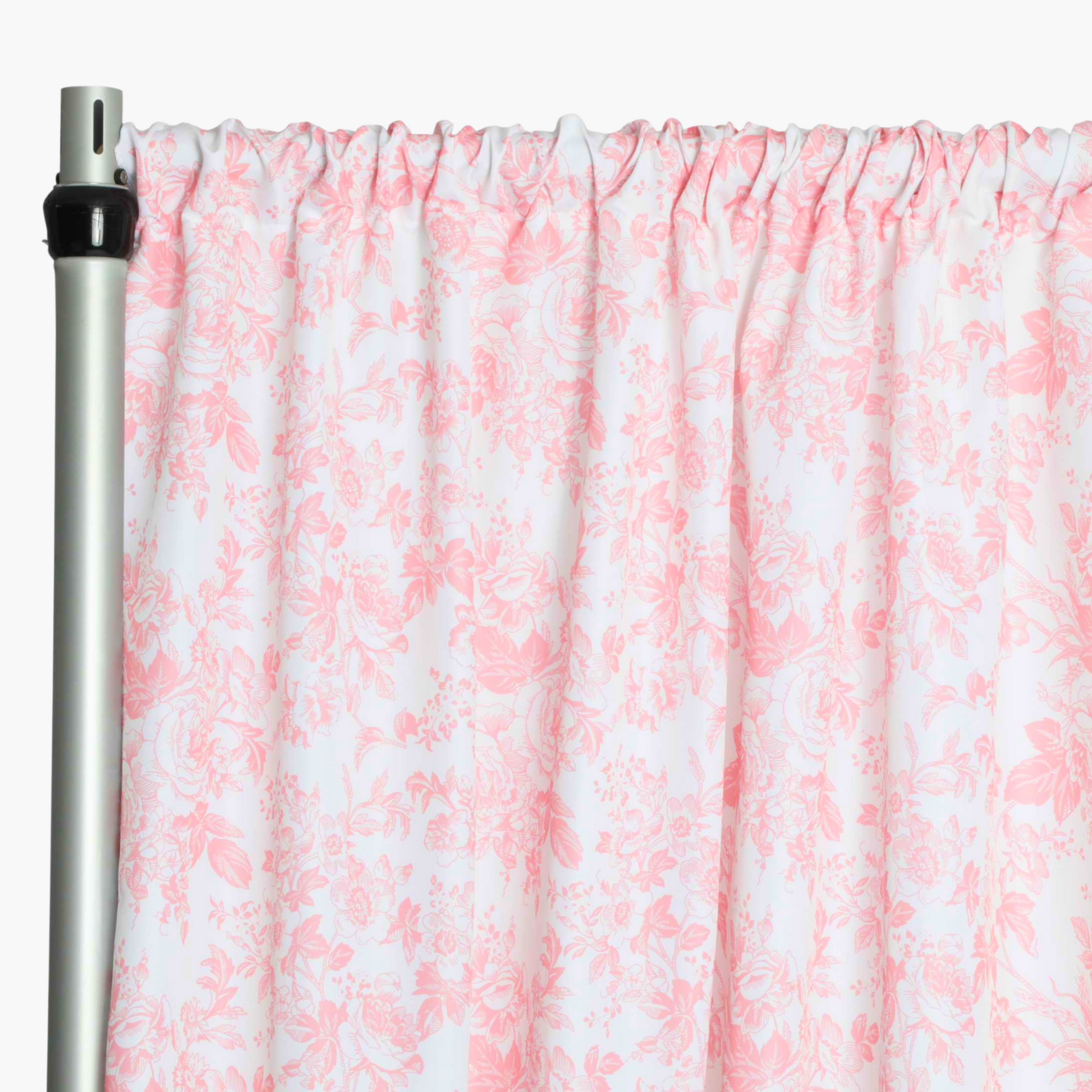 French Toile 10ft H x 52" W Drape/Backdrop Panel - Coral