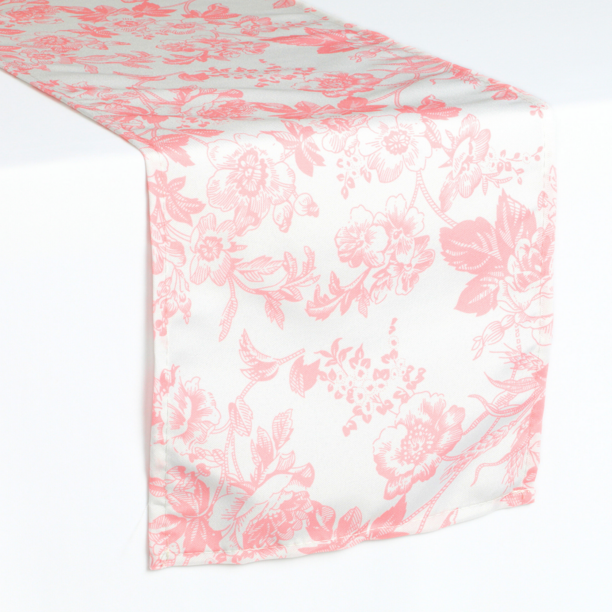 French Toile Table Runner - Coral - CV Linens