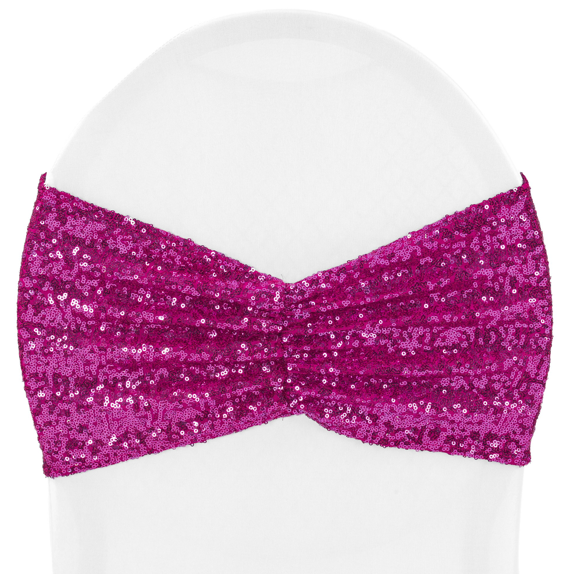 Glitz Ruffle Sequin Spandex Chair Band Sash - Magenta