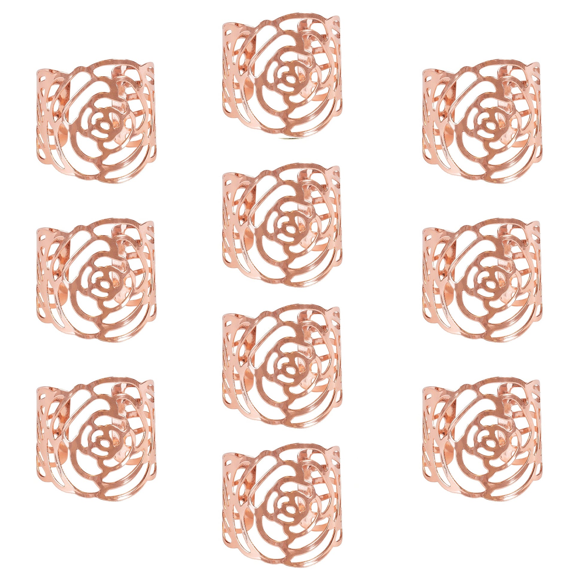 10 pc/pk Laser Cut Rose Metal Napkin Ring - Blush/Rose Gold