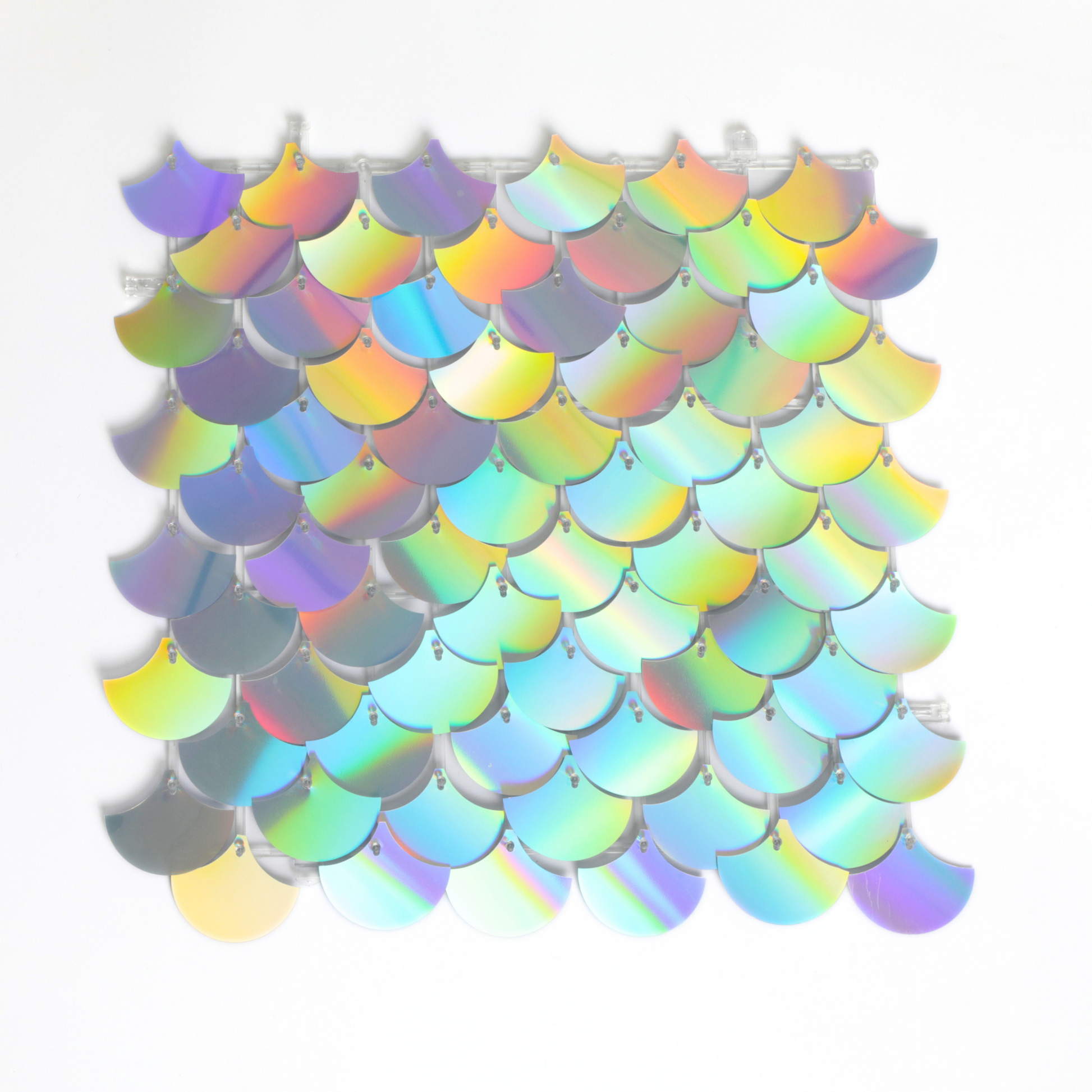 Mermaid Scale Sequin Wall Panel Backdrops (24 panels) - Iridescent Silver