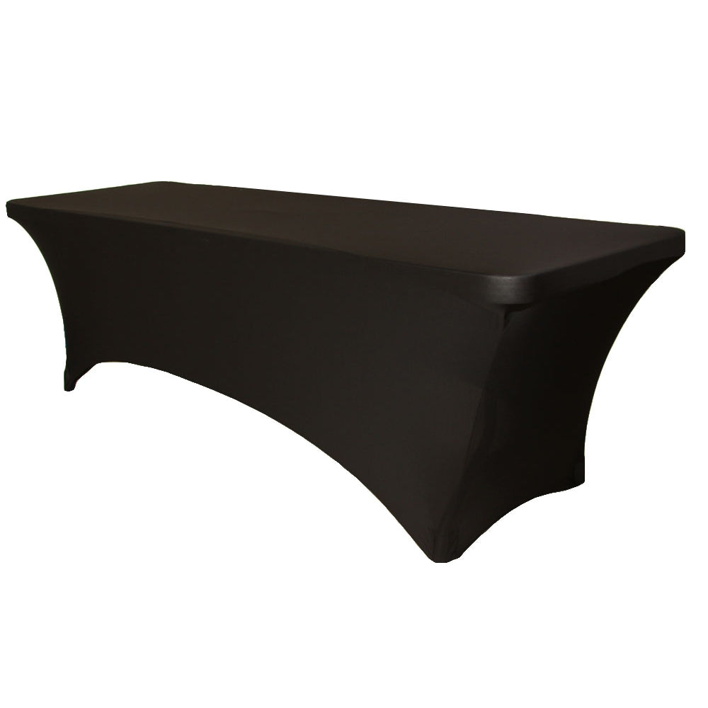 Rectangular 8 FT Spandex Table Cover - Black - CV Linens