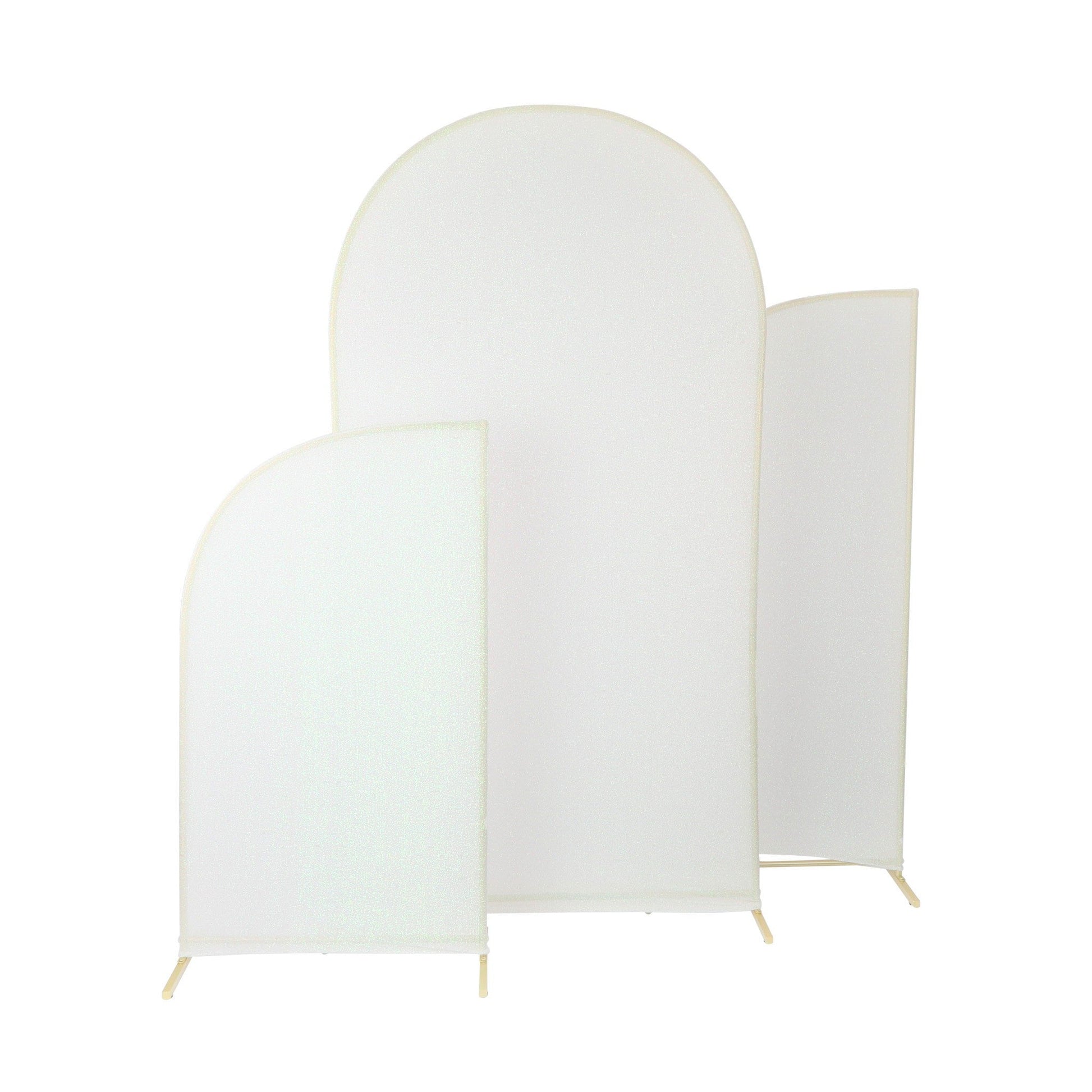 Shimmer Spandex Arch Covers for Chiara Frame Backdrop 3pc/set - Iridescent White