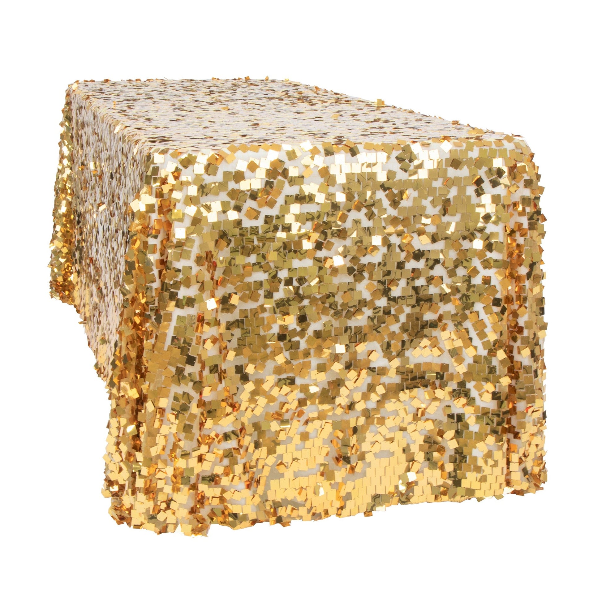 Square Payette Sequin Tablecloth 90"x156" Rectangular - Gold - CV Linens
