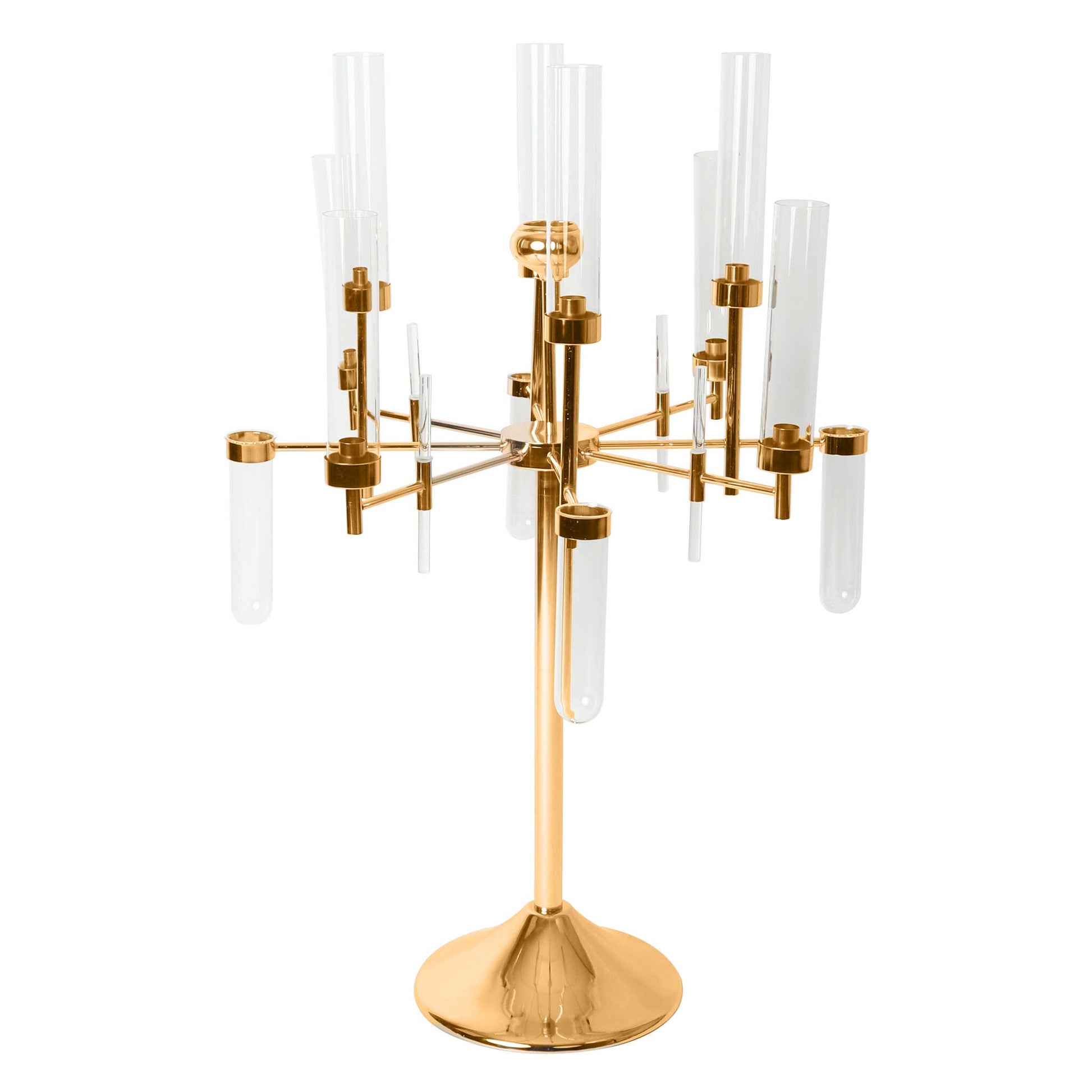 Tall Candelabra with Tube Vase Centerpiece Stand - Gold