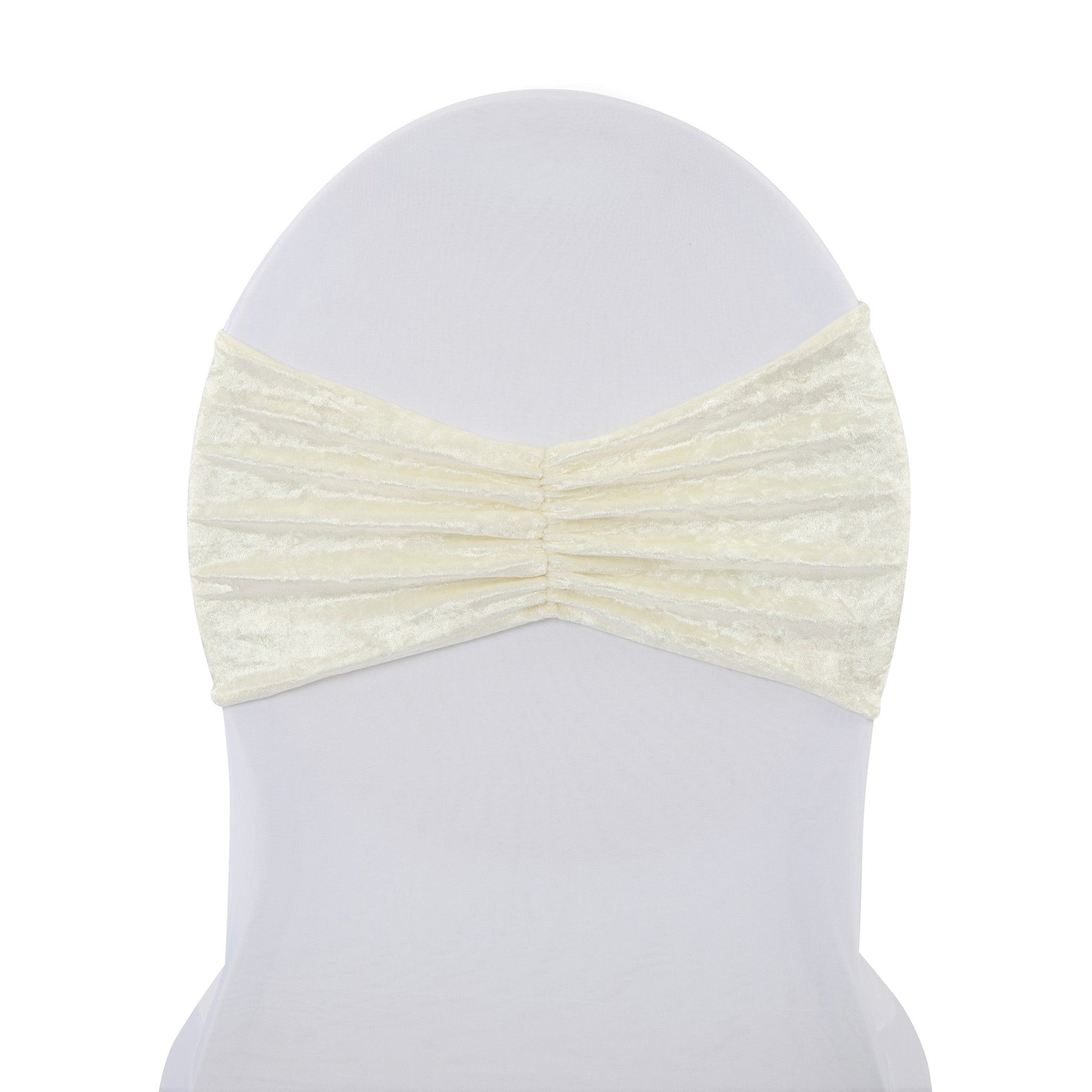 Velvet Ruffle Stretch Chair Band - Ivory