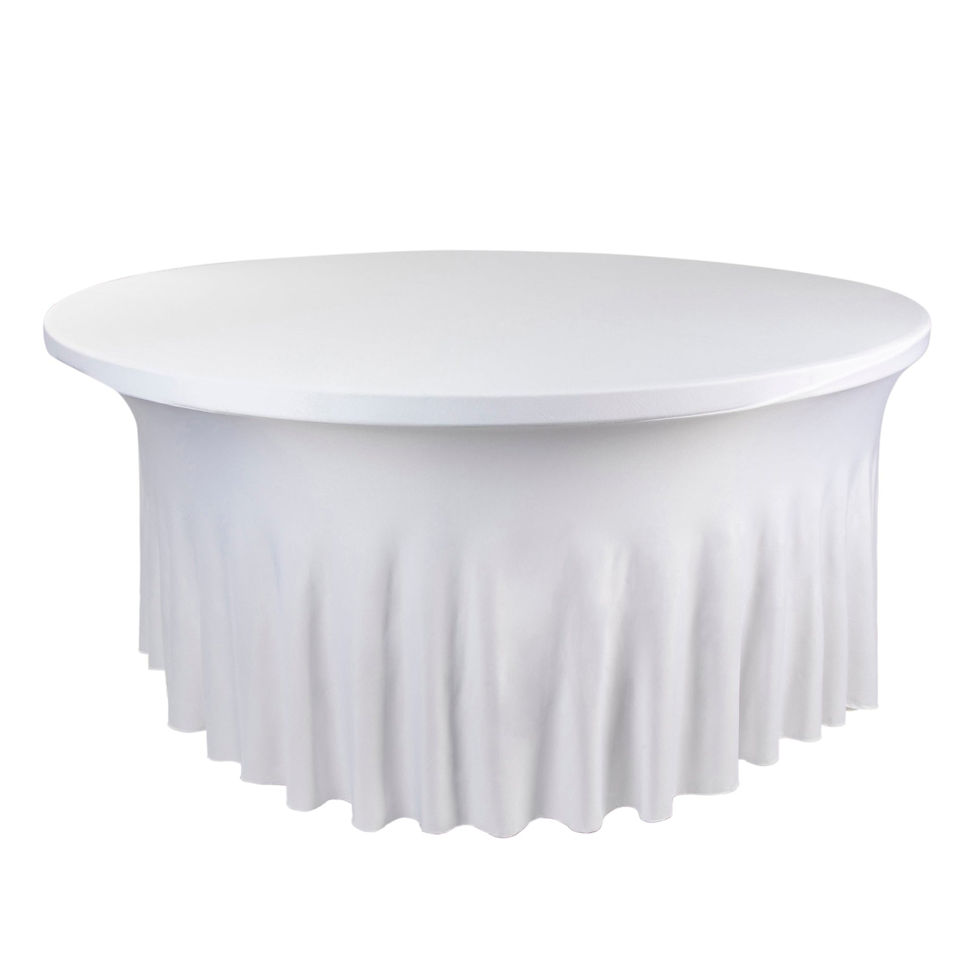 Wavy Spandex Table Cover 5ft Round - White