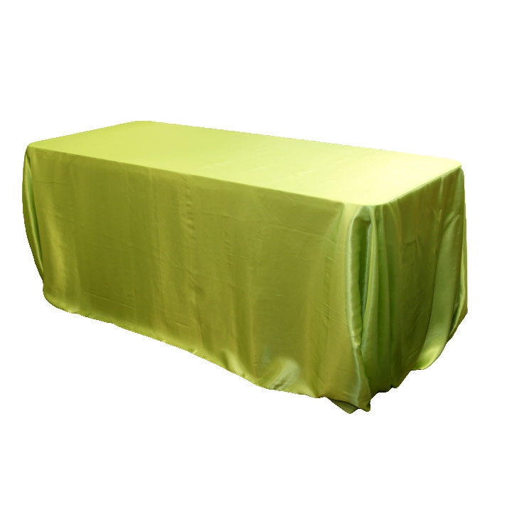 90"x156" Rectangular Satin Tablecloth - Apple Green - CV Linens TESTING (TRAINING DEMO)