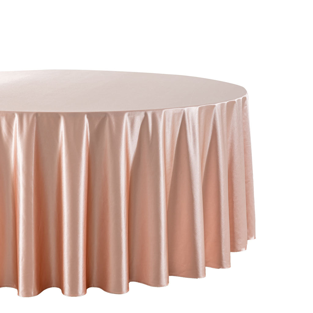 Premium Satin (Wrinkle-Resistant) 120" Round Tablecloth - Blush/Rose Gold