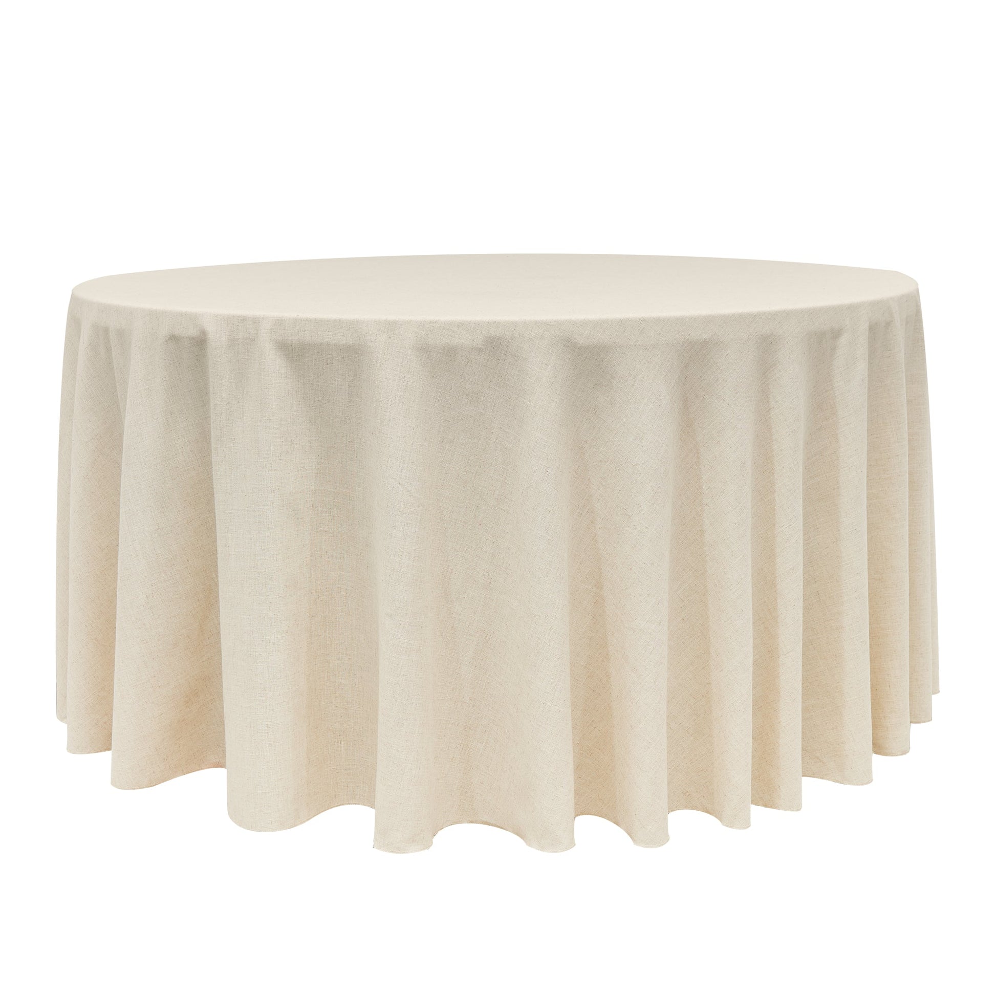 132" Round Premium Linen-Look Panama Weave Tablecloth - Ivory