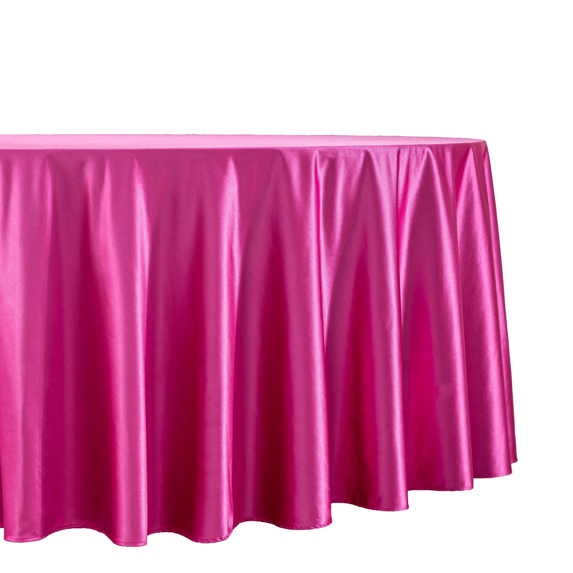 Premium Satin (Wrinkle-Resistant) 132" Round Tablecloth - Fuchsia