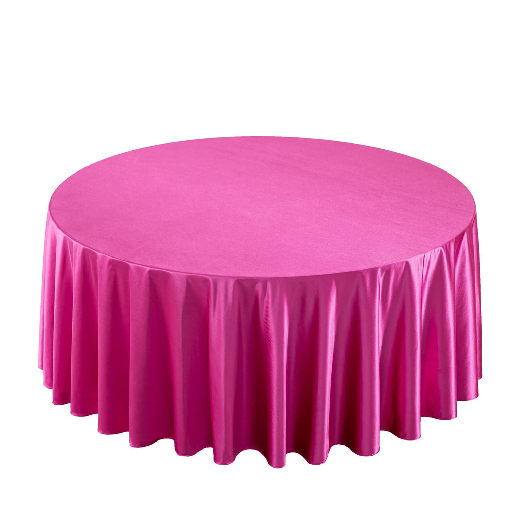 Premium Satin (Wrinkle-Resistant) 132" Round Tablecloth - Fuchsia