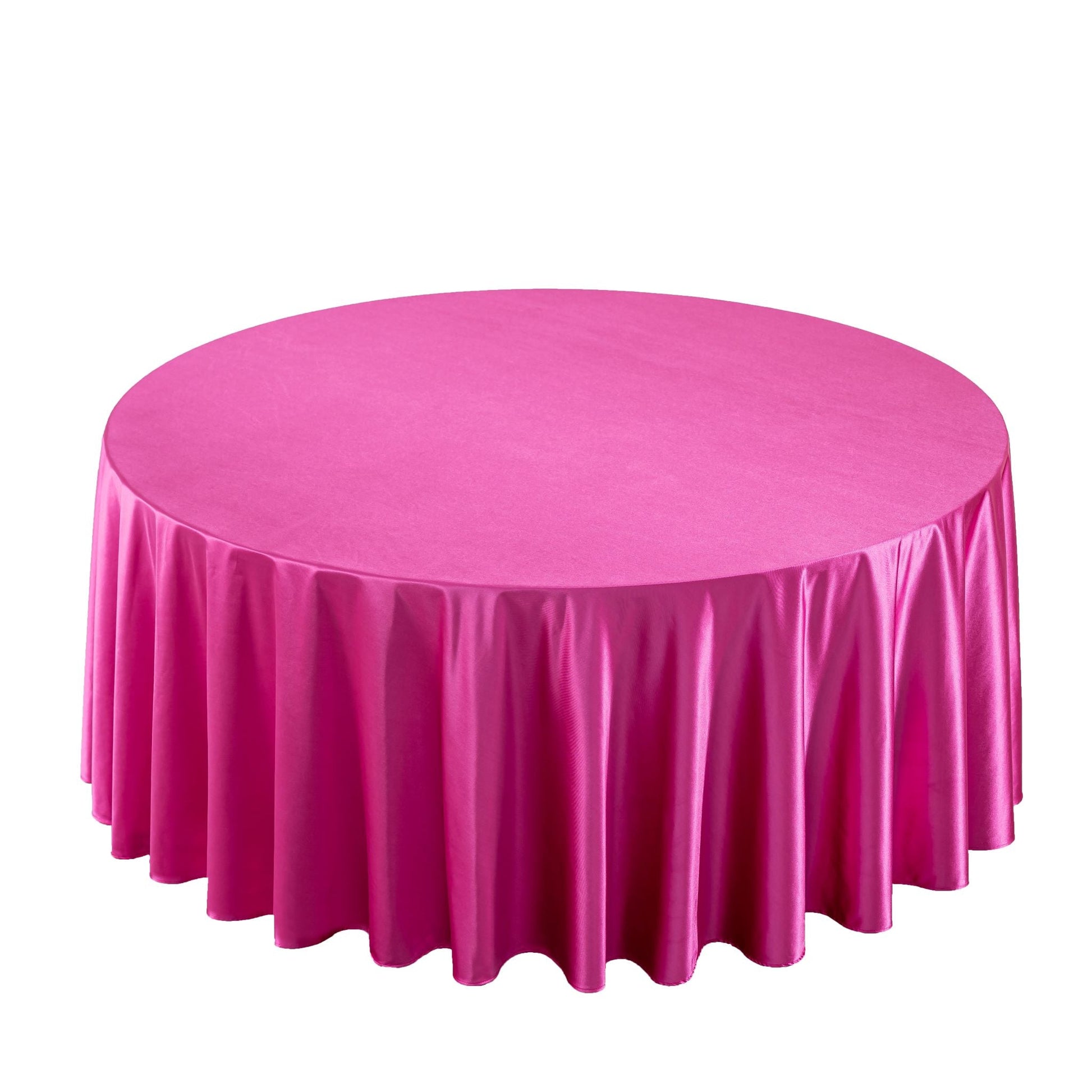 Premium Satin (Wrinkle-Resistant) 132" Round Tablecloth - Fuchsia