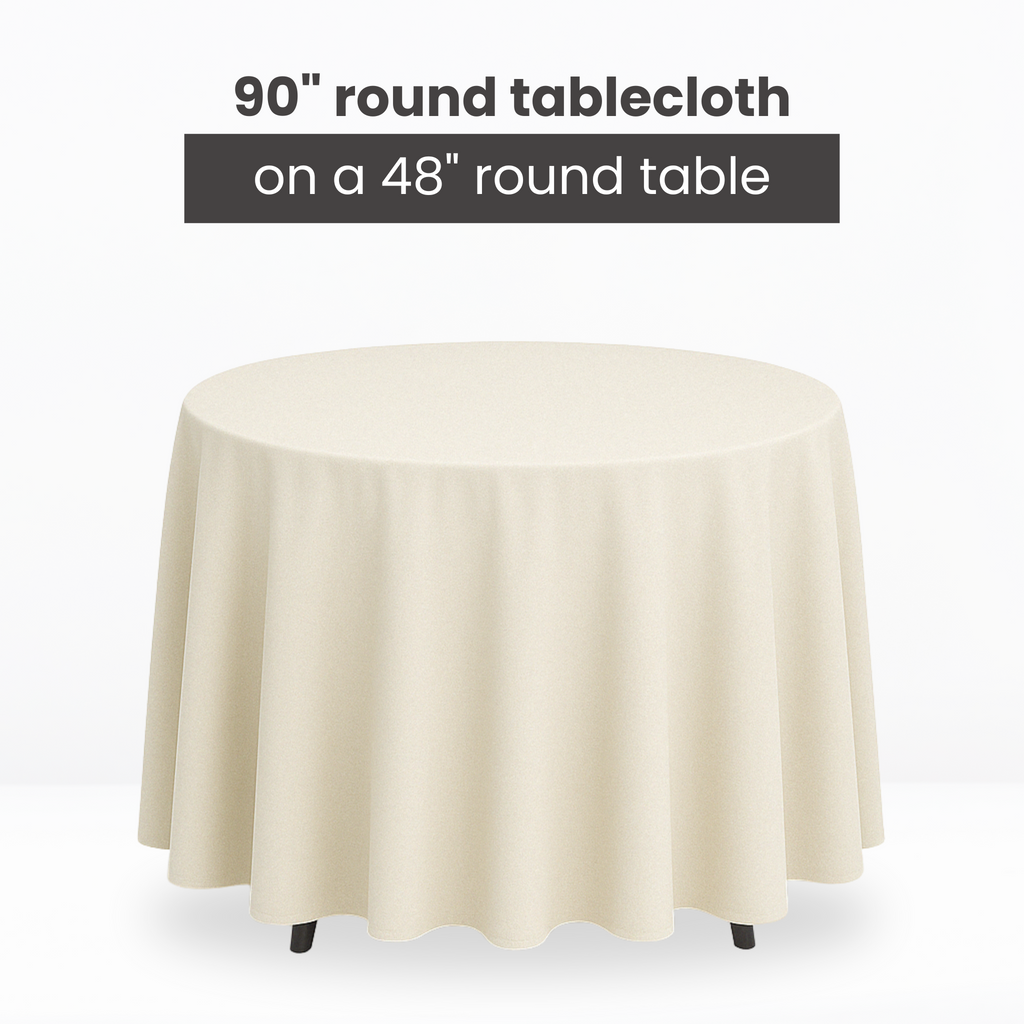 Premium Polyester 90" Round Tablecloth - Light Ivory/Off White - CV Linens