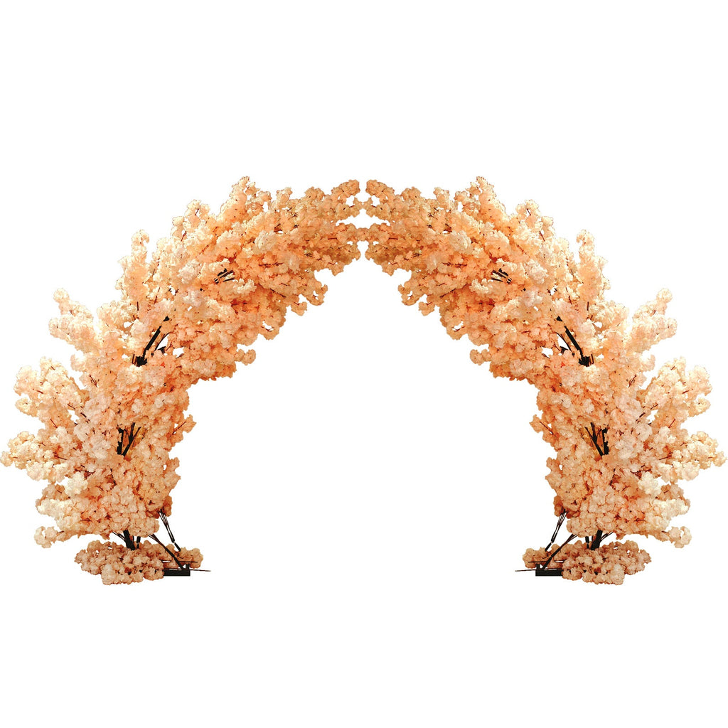 2 pcs 9.5ft Peach Cherry Blossom Wedding Arch Backdrop