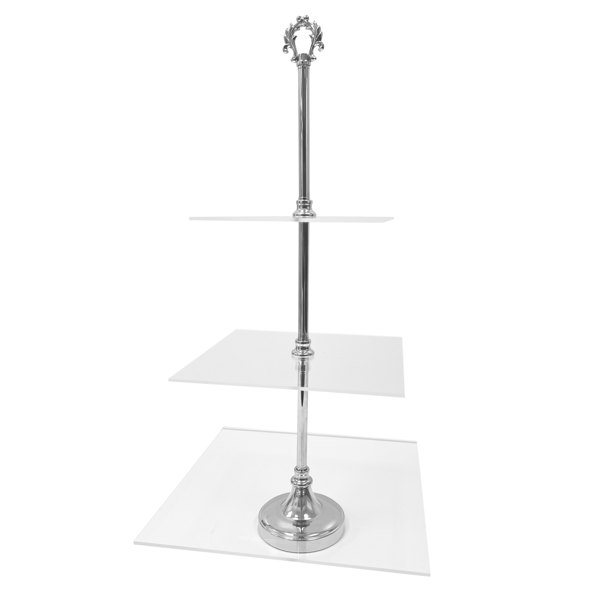 3 Tier Classic Square Acrylic Cupcake Dessert Stand - Silver