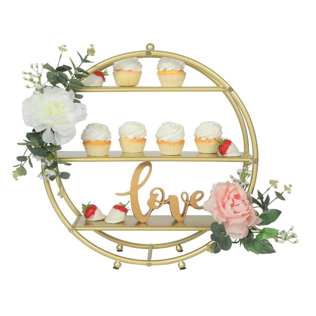 3 Tier Wheel Ring Dessert Stand - Gold