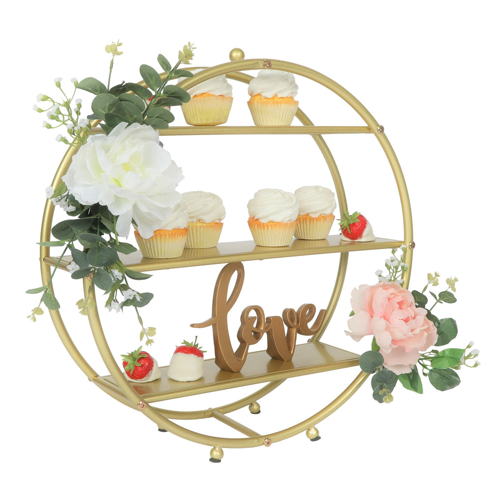 3 Tier Wheel Ring Dessert Stand - Gold