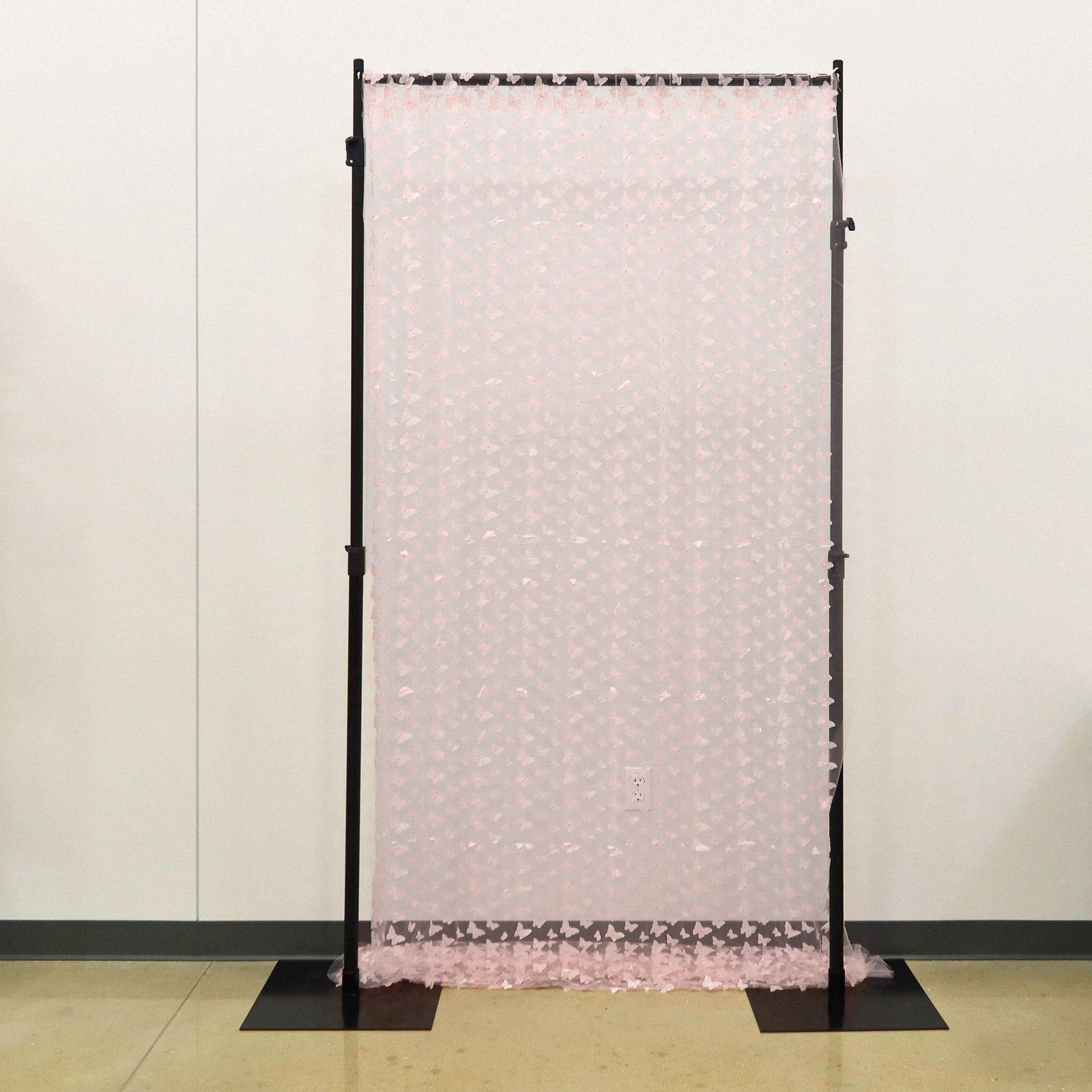 3D Butterfly Sheer 10ft H x 50" W Drape/Backdrop panel - Pink
