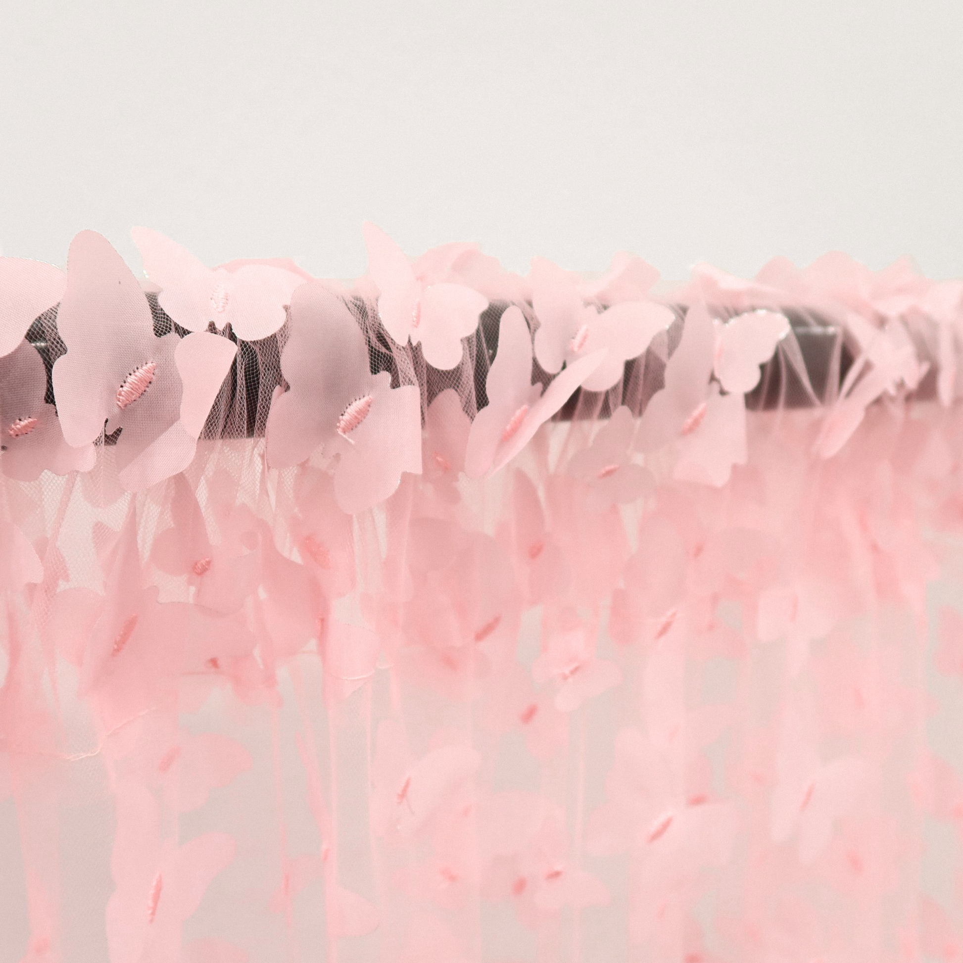 3D Butterfly Sheer 10ft H x 50" W Drape/Backdrop panel - Pink

