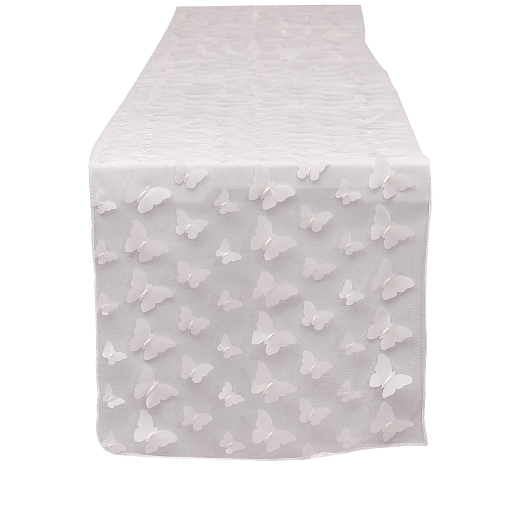 3D Butterfly Sheer Table Runner - White