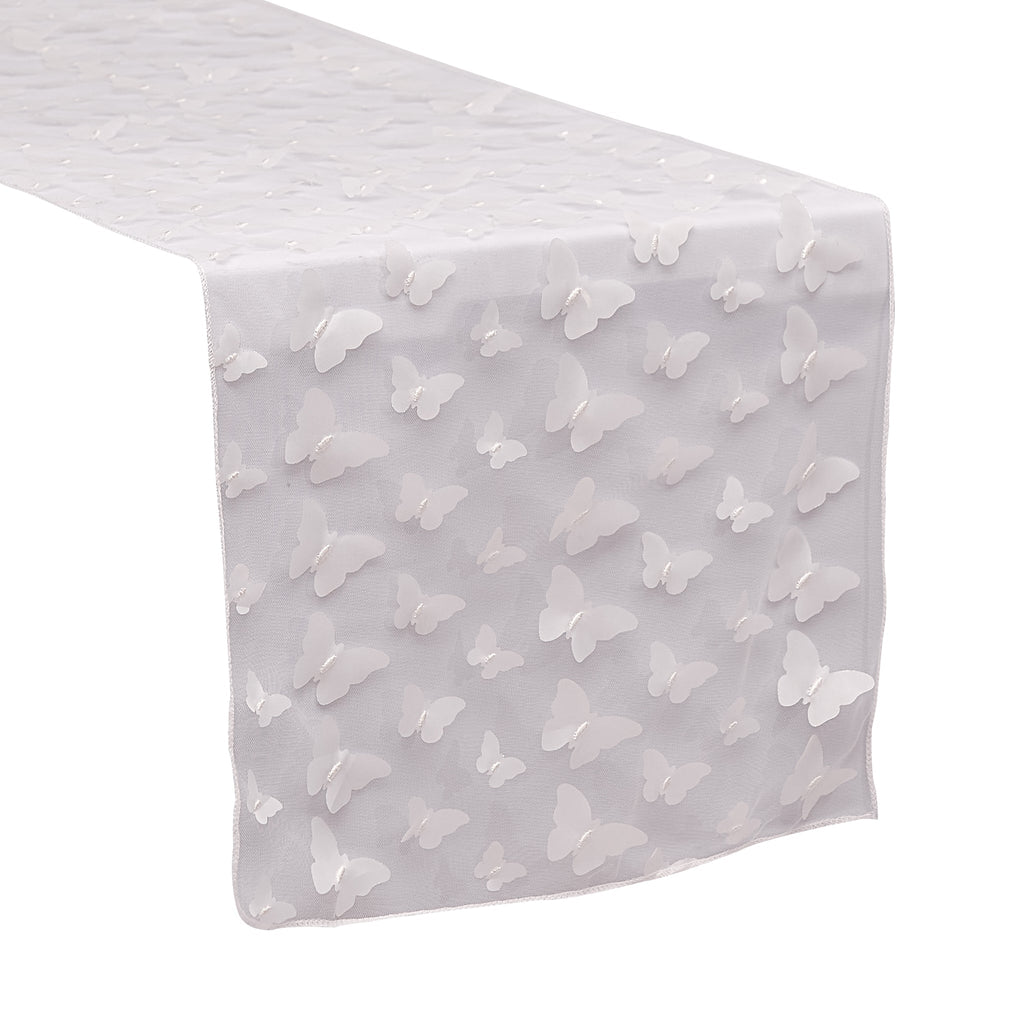 3D Butterfly Sheer Table Runner - White