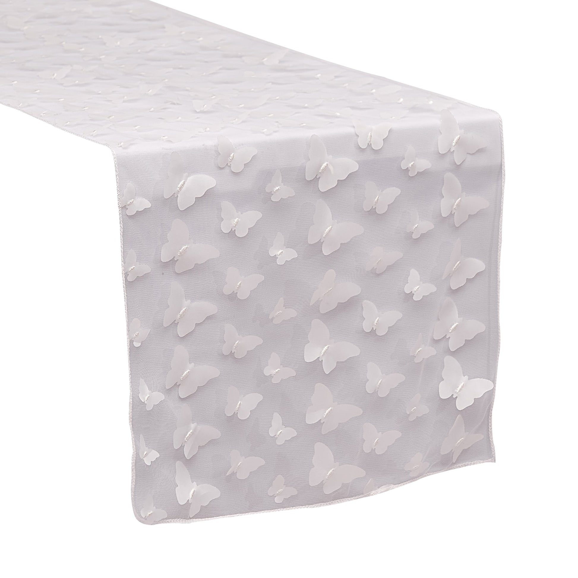 3D Butterfly Sheer Table Runner - White