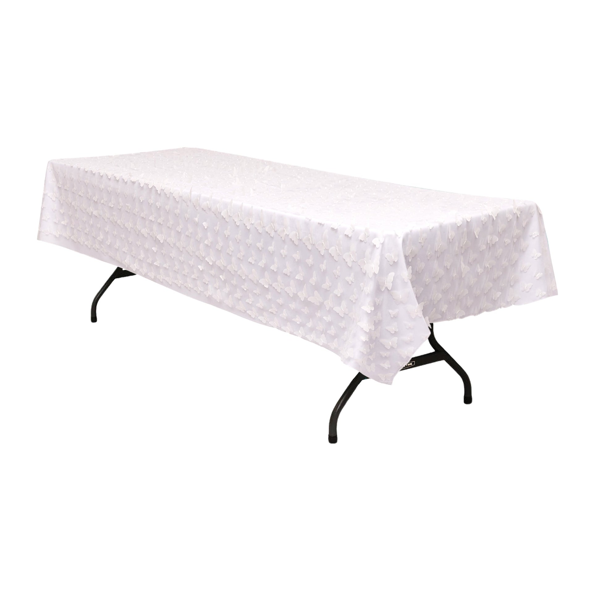 3D Butterfly Sheer Tablecloth  50"x102" Rectangular - White