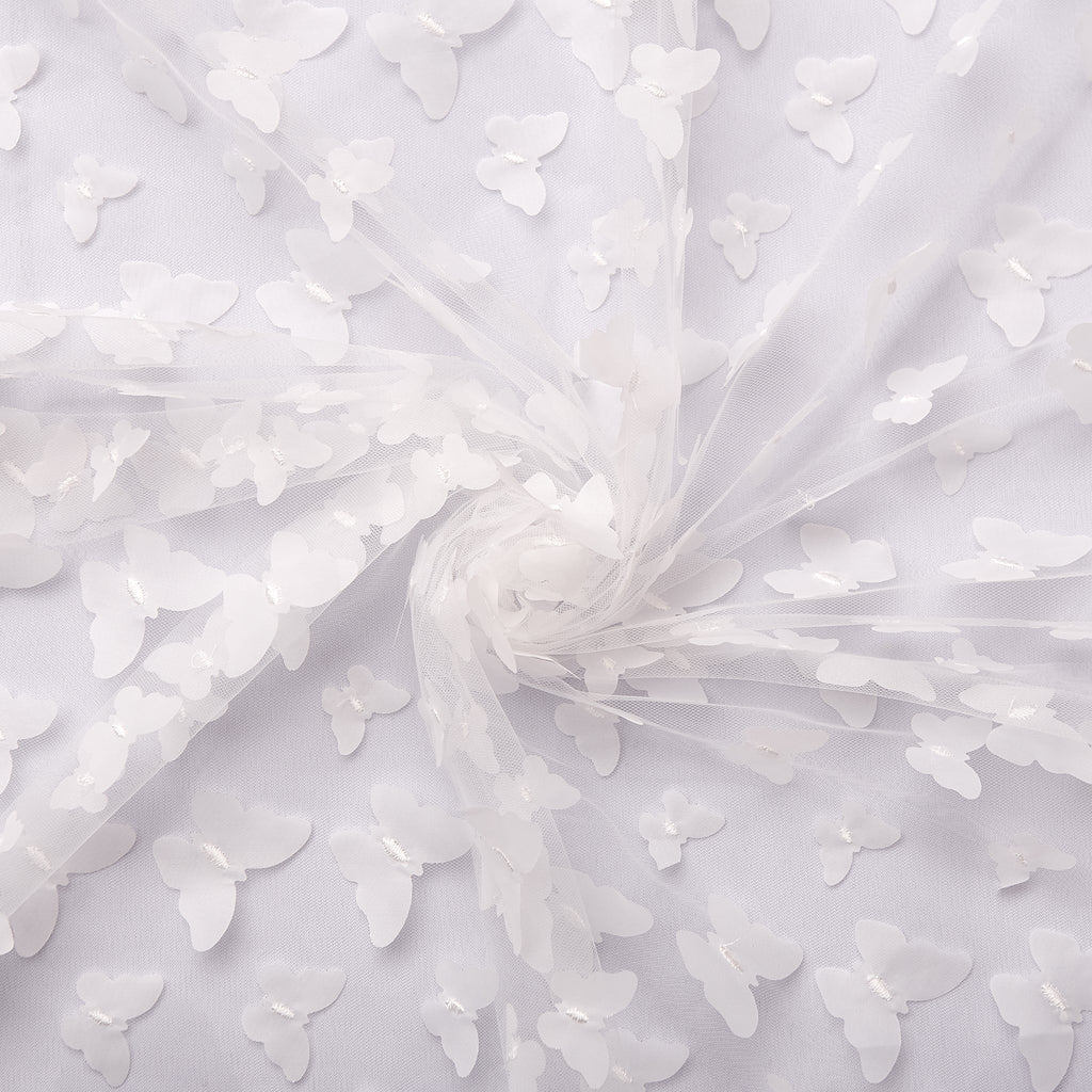 3D Butterfly Sheer Fabric Roll Bolt 50"x5 yards - White - CV Linens