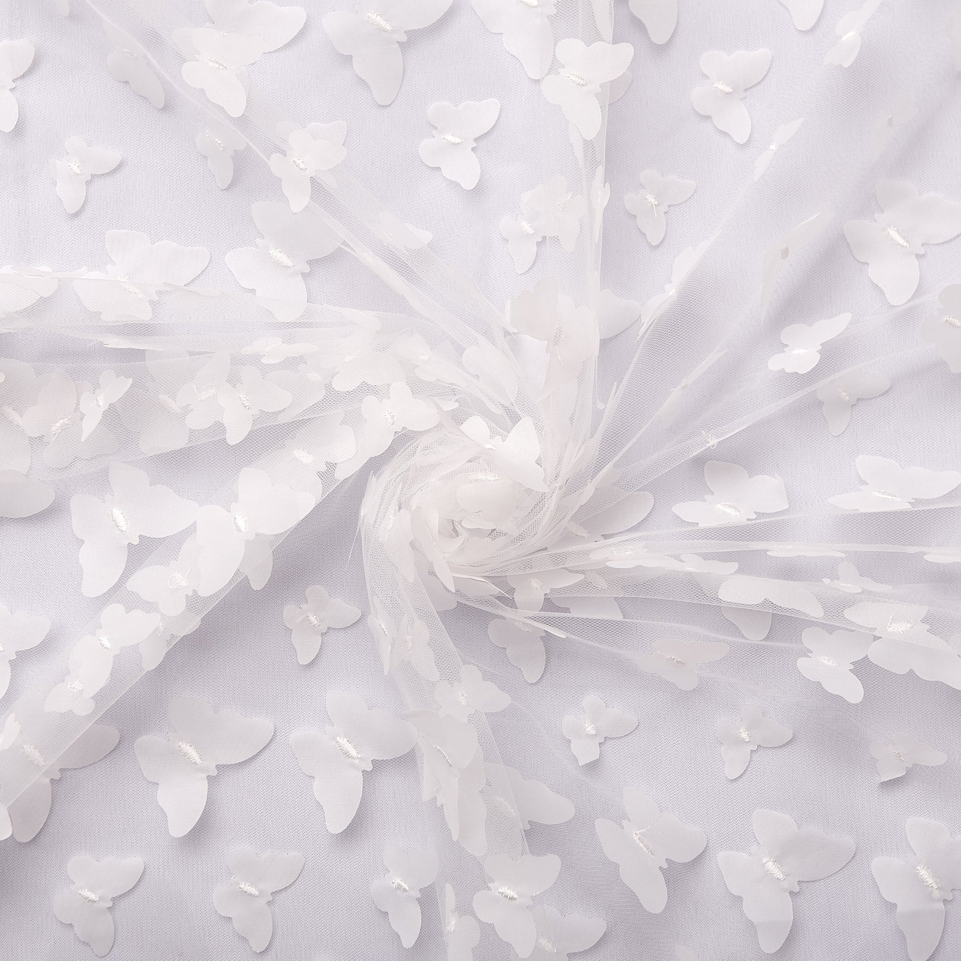 3D Butterfly Sheer Fabric Roll Bolt 50"x5 yards - White - CV Linens