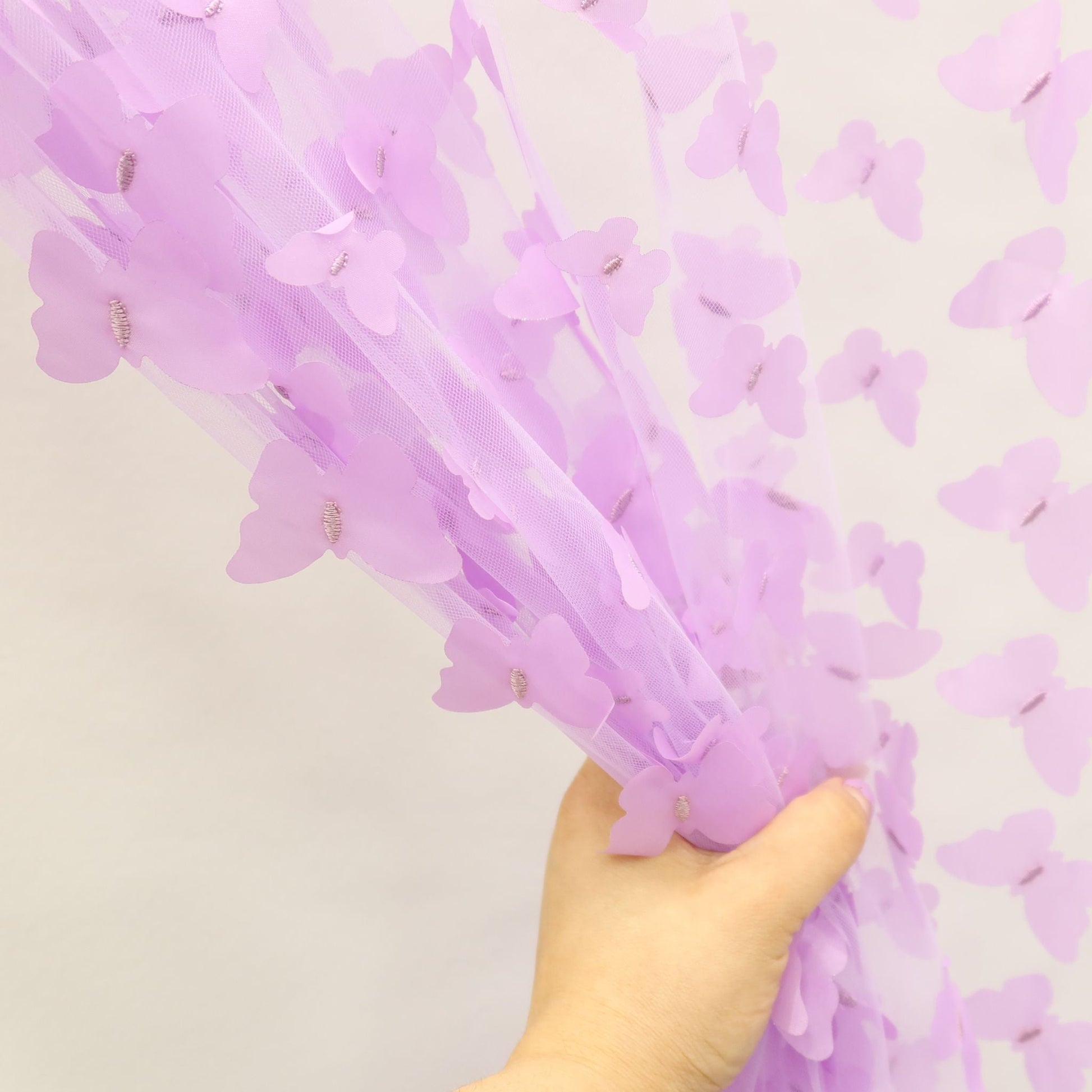 3D Butterfly Sheer 10ft H x 50" W Drape/Backdrop panel - Lavender